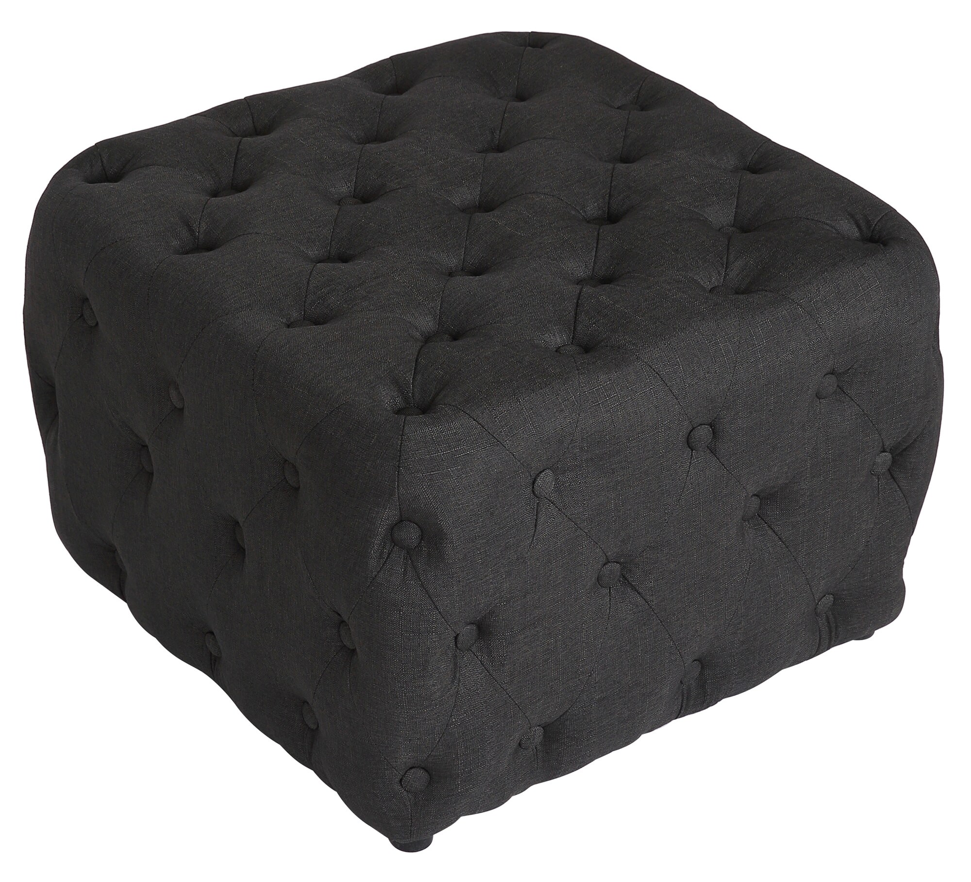 CLP Sitzhocker Lugo Stoff I Polsterhocker Eckig I Gesteppter Hocker Mit Zierkn&ouml;pfen I Gepolstert - Bild 1