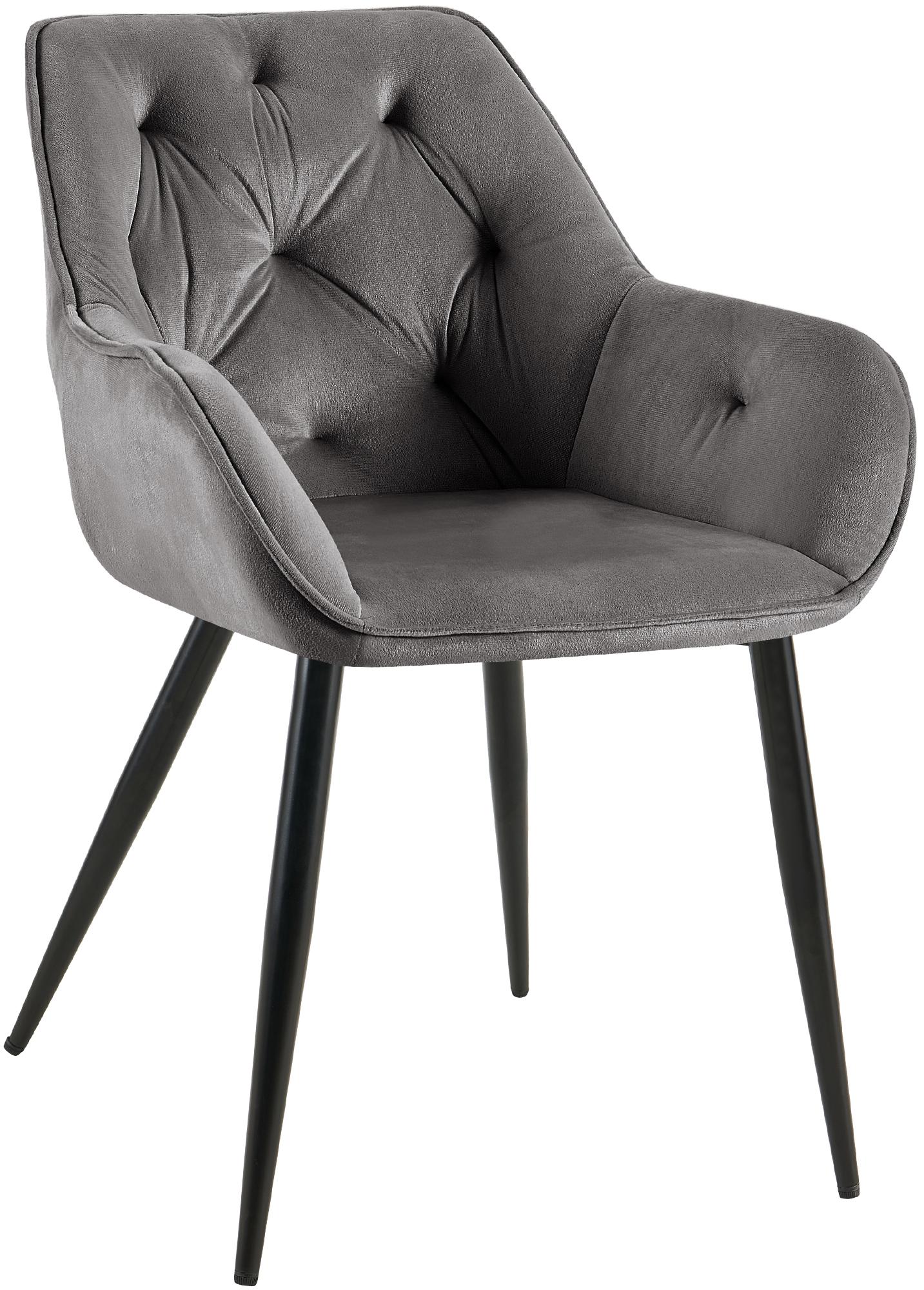 CLP Esszimmerstuhl Cassis Samtbezug I Gesteppter Polsterstuhl mit R&uuml;ckenlehne I Stabiler K&uuml;chenstuhl mit Bodenschonern - Bild 1