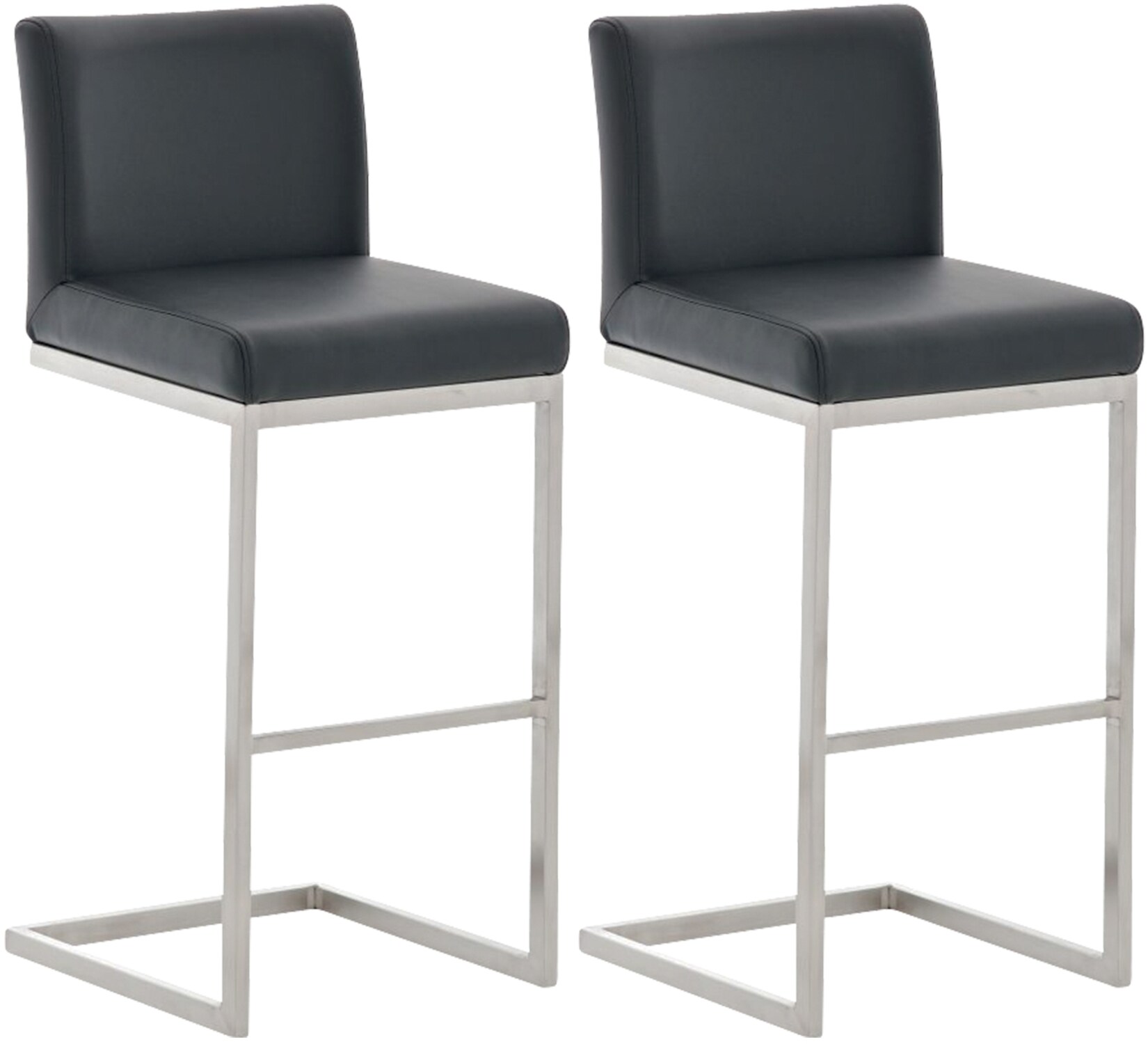 CLP Barhocker 2er Set mit Lehne Paros, Freischwinger Barstühle mit Kunstlederbezug, Gestelle aus Edelstahl, bis 240 kg belastbar