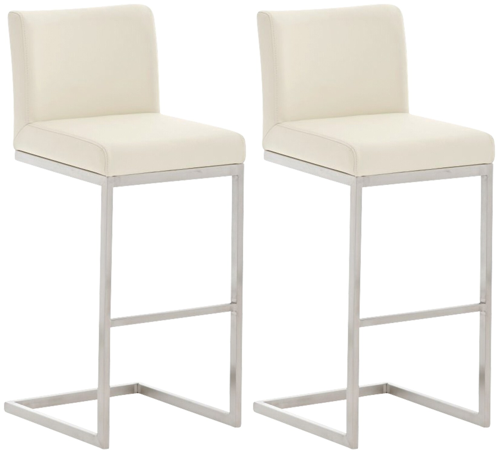 CLP Barhocker 2er Set mit Lehne Paros, Freischwinger Barstühle mit Kunstlederbezug, Gestelle aus Edelstahl, bis 240 kg belastbar