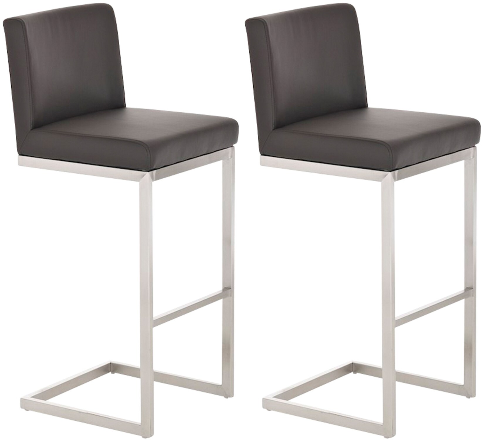 CLP Barhocker 2er Set mit Lehne Paros, Freischwinger Barstühle mit Kunstlederbezug, Gestelle aus Edelstahl, bis 240 kg belastbar