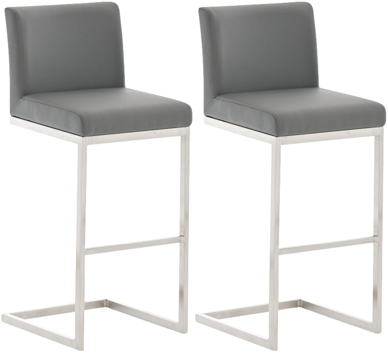 CLP Barhocker 2er Set mit Lehne Paros, Freischwinger Barstühle mit Kunstlederbezug, Gestelle aus Edelstahl, bis 240 kg belastbar