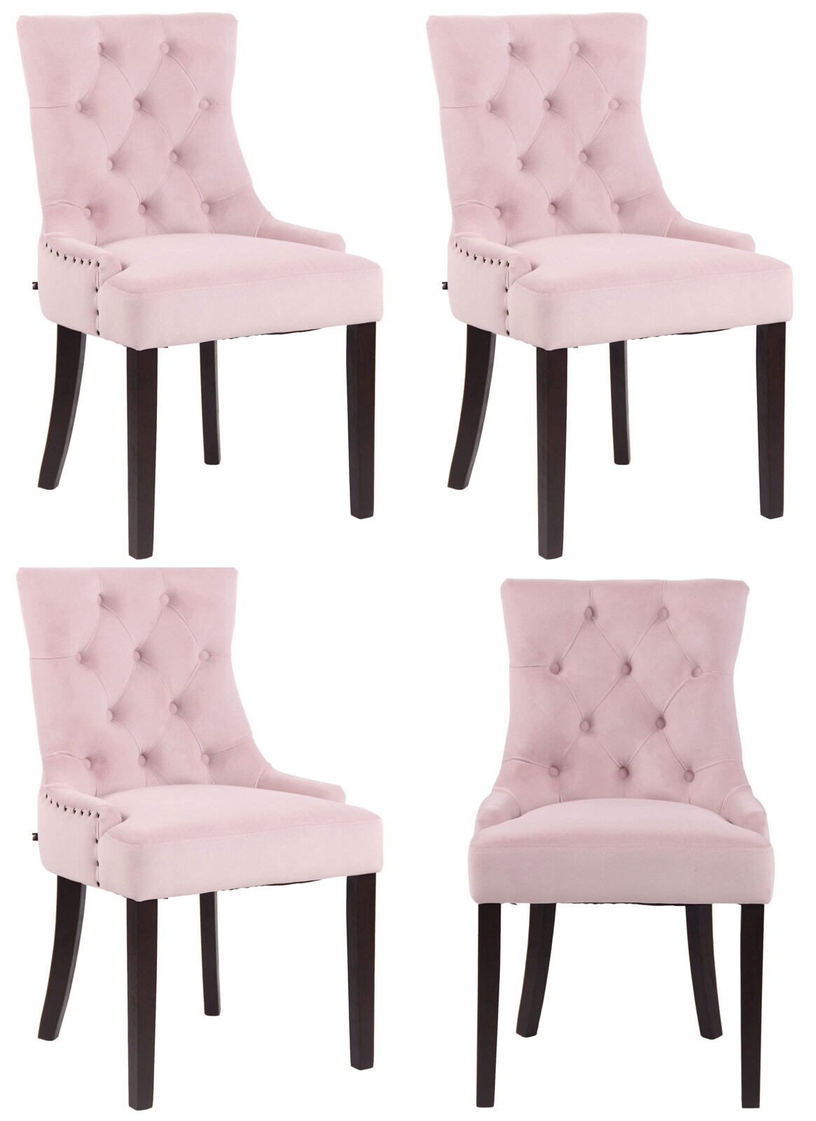 CLP 4er Set Esszimmerstuhl Aberdeen Samt I Mit Hochwertiger Polsterung Und Samtbezug I Polsterstuhl Mit Gestell Aus Kautschukholz - Bild 1