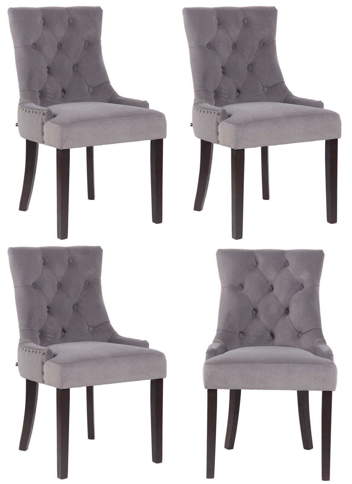 CLP 4er Set Esszimmerstuhl Aberdeen Samt I Mit Hochwertiger Polsterung Und Samtbezug I Polsterstuhl Mit Gestell Aus Kautschukholz - Bild 1