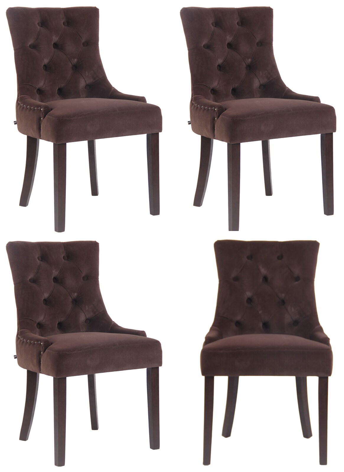 CLP 4er Set Esszimmerstuhl Aberdeen Samt I Mit Hochwertiger Polsterung Und Samtbezug I Polsterstuhl Mit Gestell Aus Kautschukholz - Bild 1