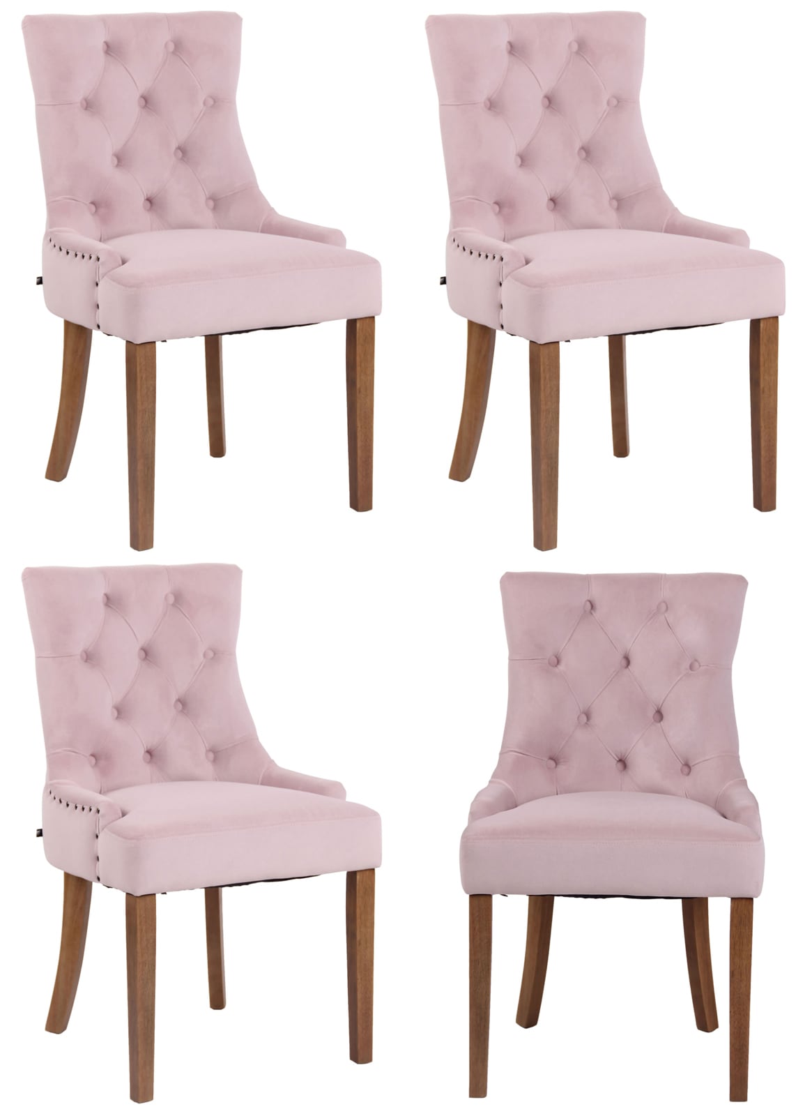 CLP 4er Set Esszimmerstuhl Aberdeen Samt I Mit Hochwertiger Polsterung Und Samtbezug I Polsterstuhl Mit Gestell Aus Kautschukholz - Bild 1