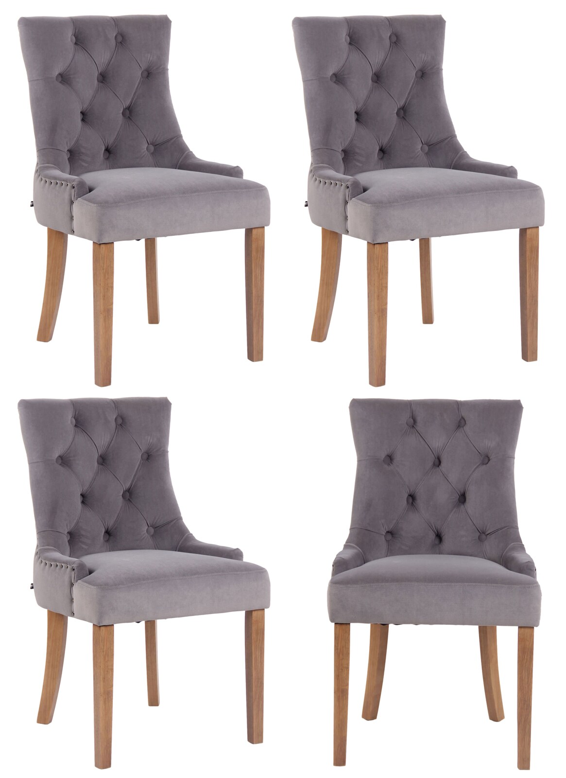 CLP 4er Set Esszimmerstuhl Aberdeen Samt I Mit Hochwertiger Polsterung Und Samtbezug I Polsterstuhl Mit Gestell Aus Kautschukholz - Bild 1