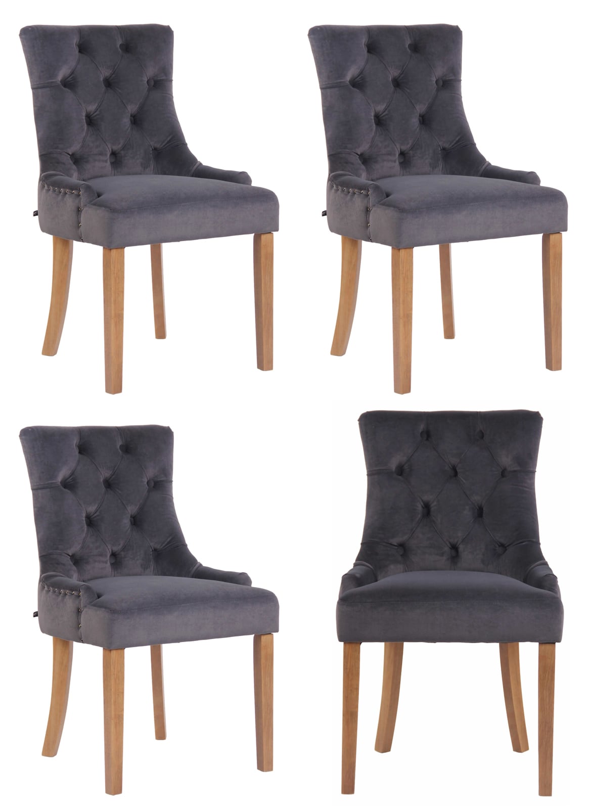 CLP 4er Set Esszimmerstuhl Aberdeen Samt I Mit Hochwertiger Polsterung Und Samtbezug I Polsterstuhl Mit Gestell Aus Kautschukholz - Bild 1