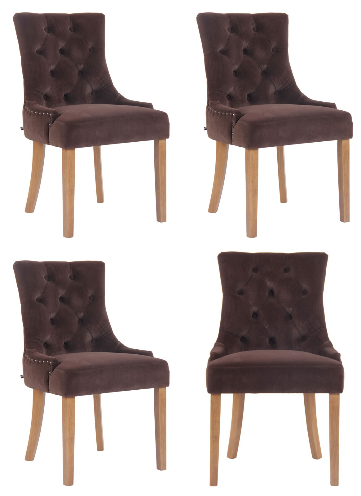 CLP 4er Set Esszimmerstuhl Aberdeen Samt I Mit Hochwertiger Polsterung Und Samtbezug I Polsterstuhl Mit Gestell Aus Kautschukholz | 04251756449445