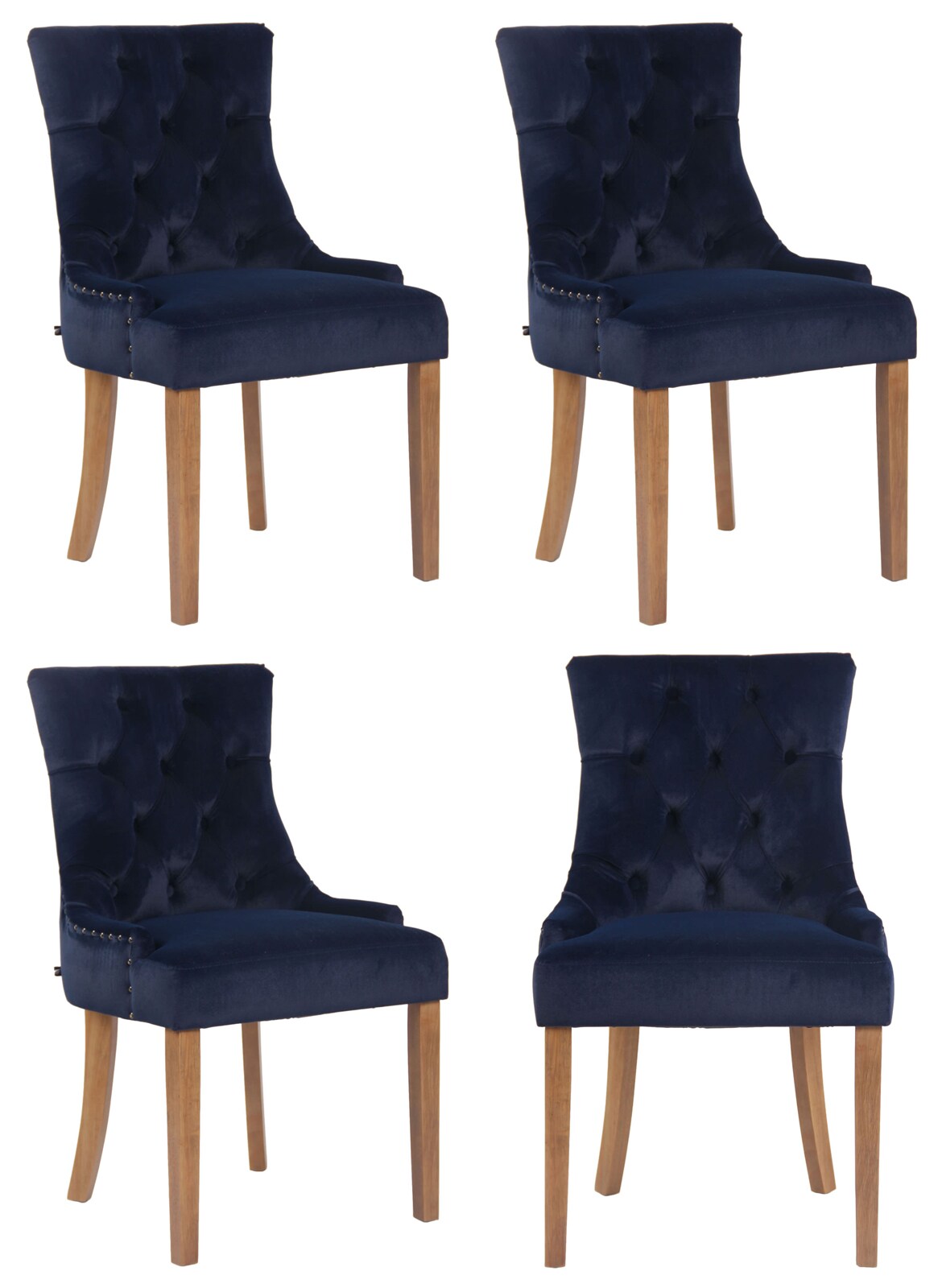 CLP 4er Set Esszimmerstuhl Aberdeen Samt I Mit Hochwertiger Polsterung Und Samtbezug I Polsterstuhl Mit Gestell Aus Kautschukholz - Bild 1