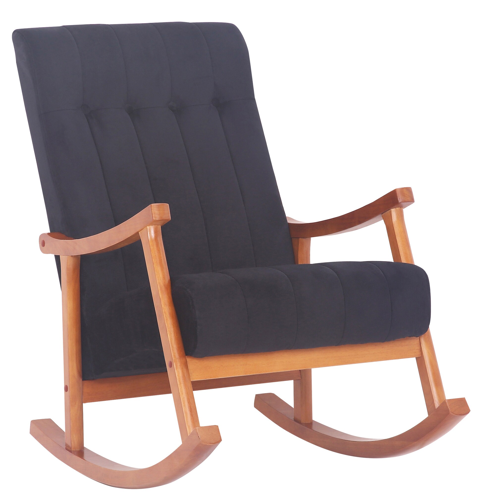 CLP Schaukelstuhl Saltillo Samtbezug I Lounge Schwingstuhl Mit Holzgestell I Relaxsessel Und Lesesessel I F&uuml;r Wohnzimmer Und Schlafzimmer - Bild 1