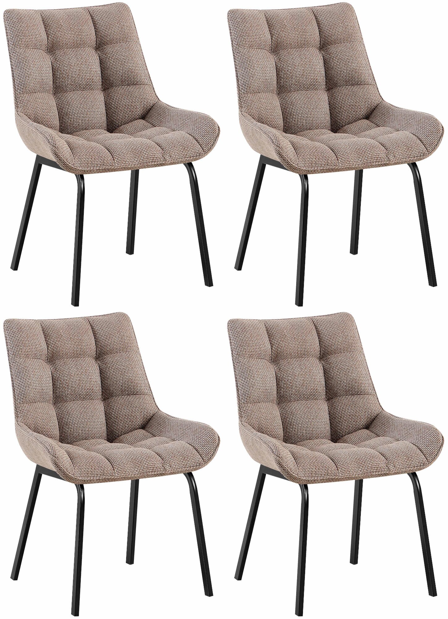 CLP 4er Set Esszimmerstuhl Saranda I Polsterstuhl mit Stoffbezug I K&uuml;chenstuhl mit schwarzem Metallgestell und R&uuml;ckenlehne - Bild 1