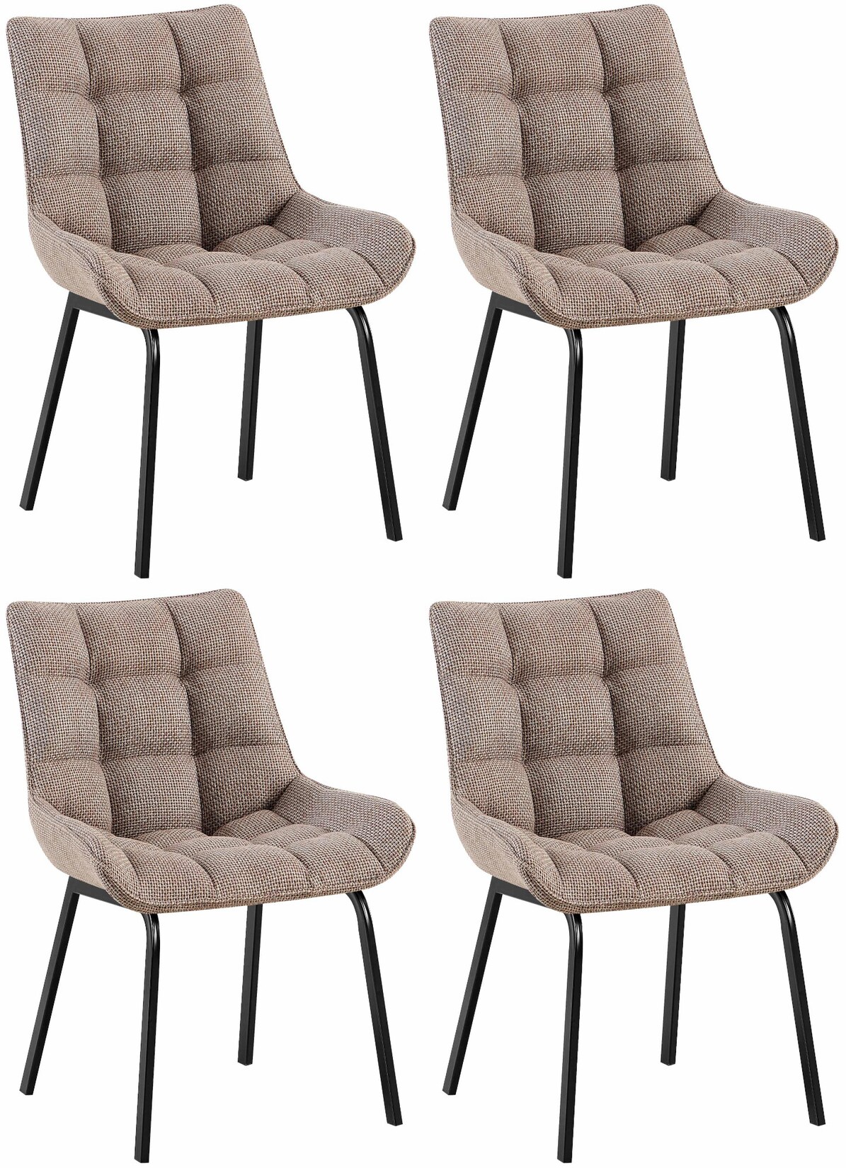CLP 4er Set Esszimmerstuhl Saranda I Polsterstuhl mit Stoffbezug I Küchenstuhl mit schwarzem Metallgestell und Rückenlehne | 04251756450038