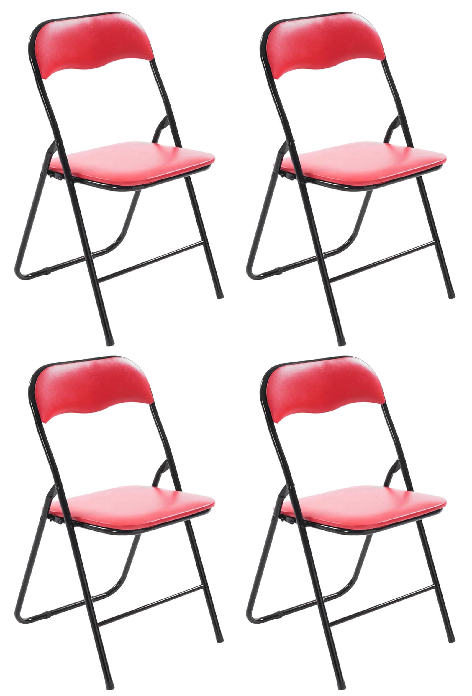 CLP 4er Set Klappstuhl Felix Gepolstert I K&uuml;chenstuhl Mit Metallgestell I Kunstleder PVC Sitz Gepolstert I St&uuml;hle Klappbar I Campingst&uuml;hle - Bild 1