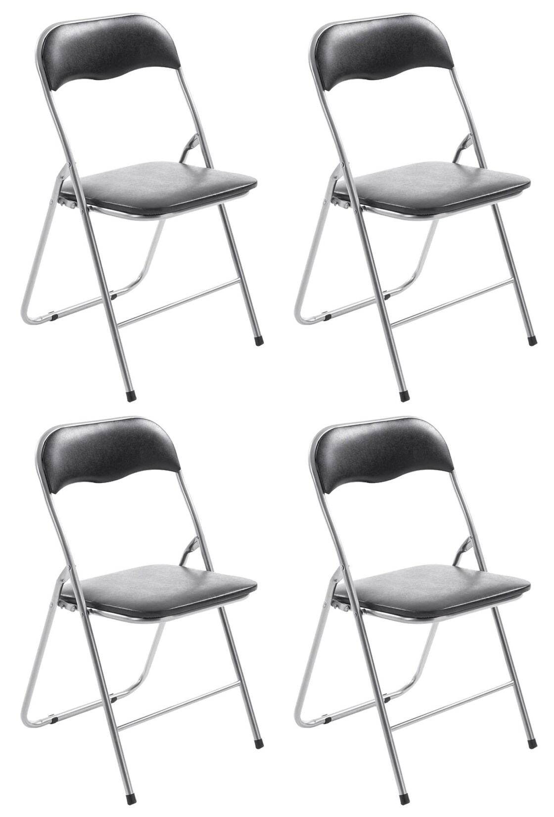 CLP 4er Set Klappstuhl Felix Gepolstert I Küchenstuhl Mit Metallgestell I Kunstleder PVC Sitz Gepolstert I Stühle Klappbar I Campingstühle