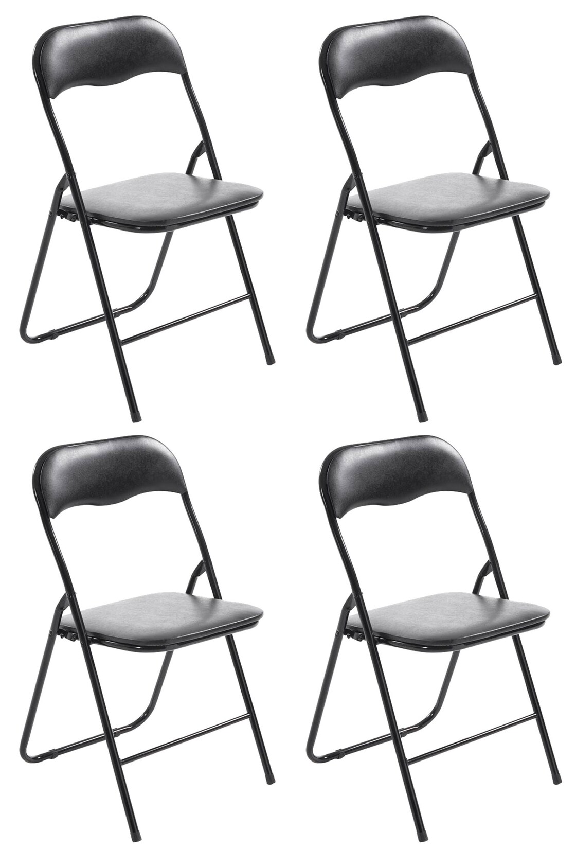 CLP 4er Set Klappstuhl Felix Gepolstert I Küchenstuhl Mit Metallgestell I Kunstleder PVC Sitz Gepolstert I Stühle Klappbar I Campingstühle