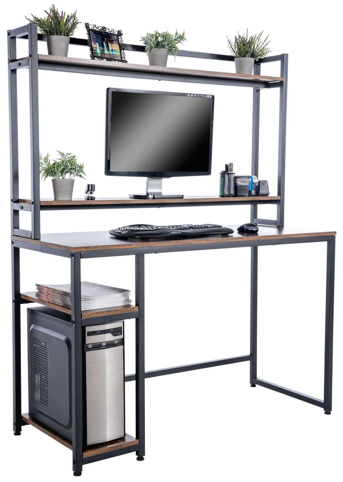 CLP Schreibtisch Billings I Computertisch Mit Regal Und Staufächern I Bürotisch Im Industrial Look