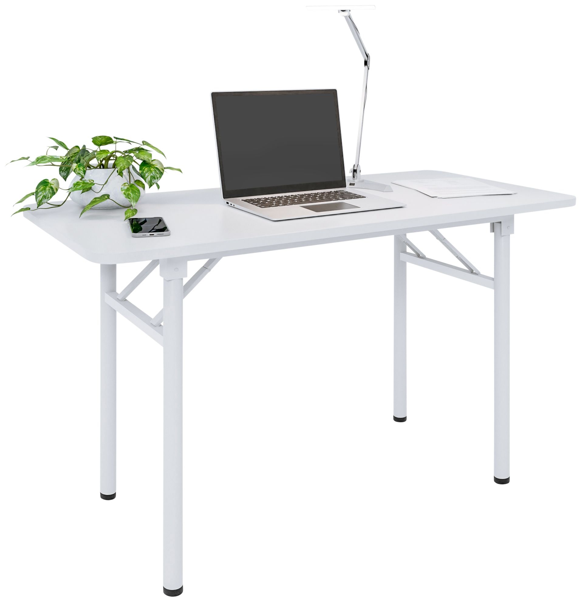 CLP Schreibtisch Lewisville I Laptoptisch Mit Klappbaren Beinen I Arbeitstisch Wei&szlig; - Bild 1