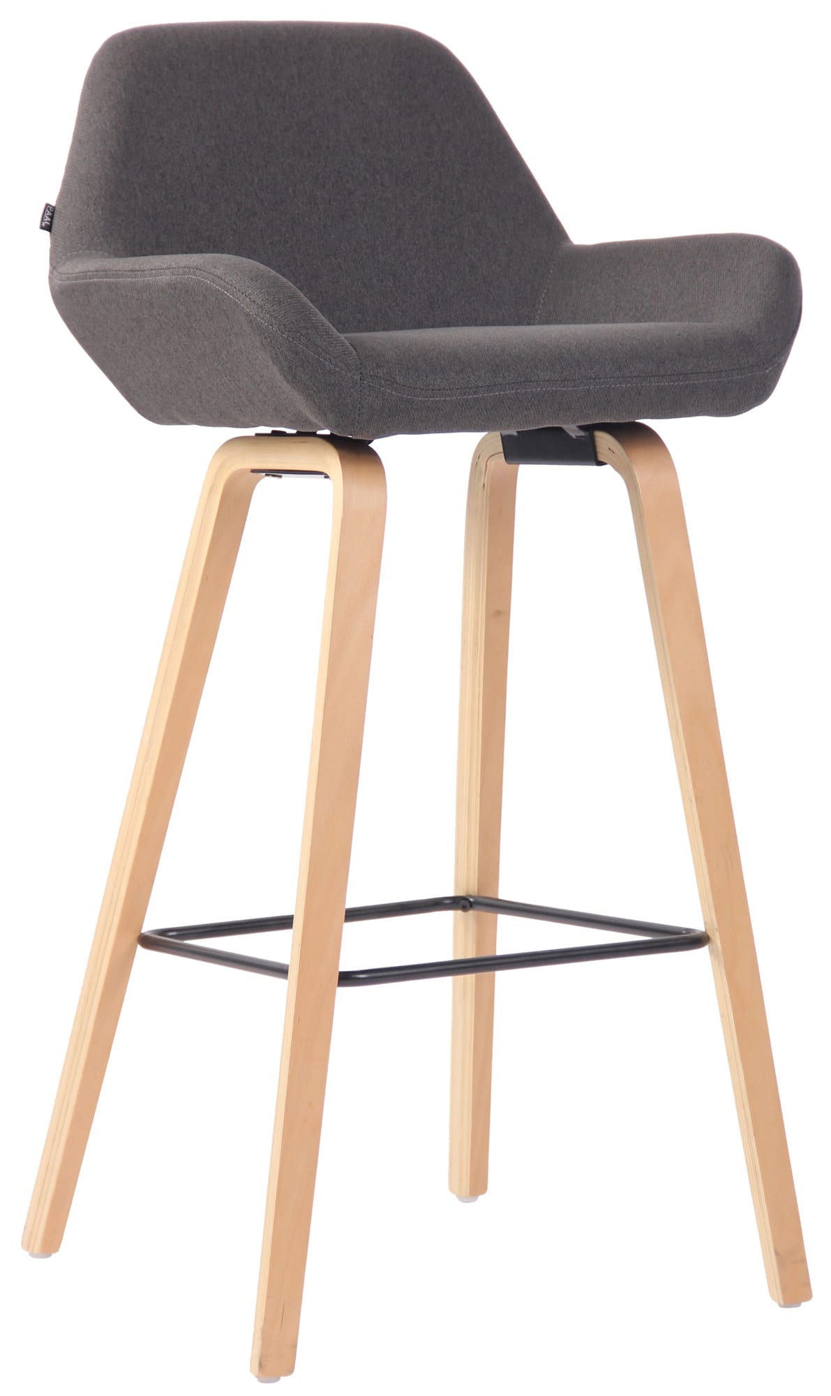 CLP Barhocker Newnan Stoff 4-Fu&szlig; Gestell I Thekenhocker Mit Eichenholzgestell I Barstuhl Mit Fu&szlig;st&uuml;tze Tresenstuhl Thekenstuhl - Bild 1