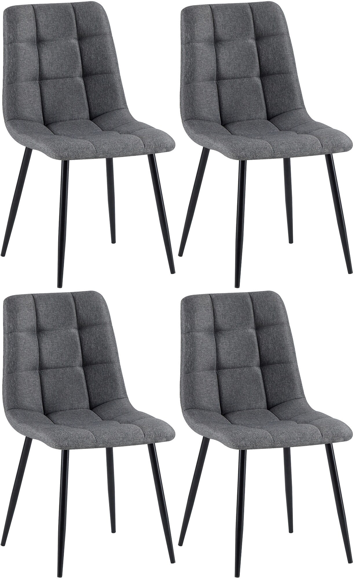 CLP 4er Set Esszimmerstuhl Tilde, K&uuml;chenst&uuml;hle gepolstert mit gestepptem Bezug, Polsterst&uuml;hle mit Metallgestell, bis 150 kg belastbar - Bild 1