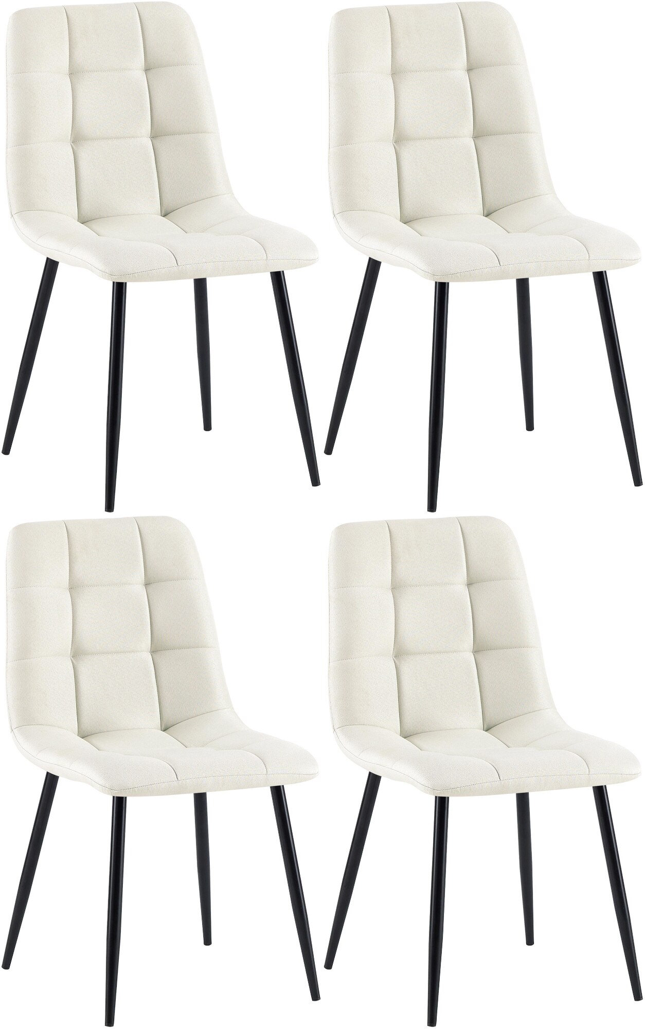 CLP 4er Set Esszimmerstuhl Tilde, K&uuml;chenst&uuml;hle gepolstert mit gestepptem Bezug, Polsterst&uuml;hle mit Metallgestell, bis 150 kg belastbar - Bild 1