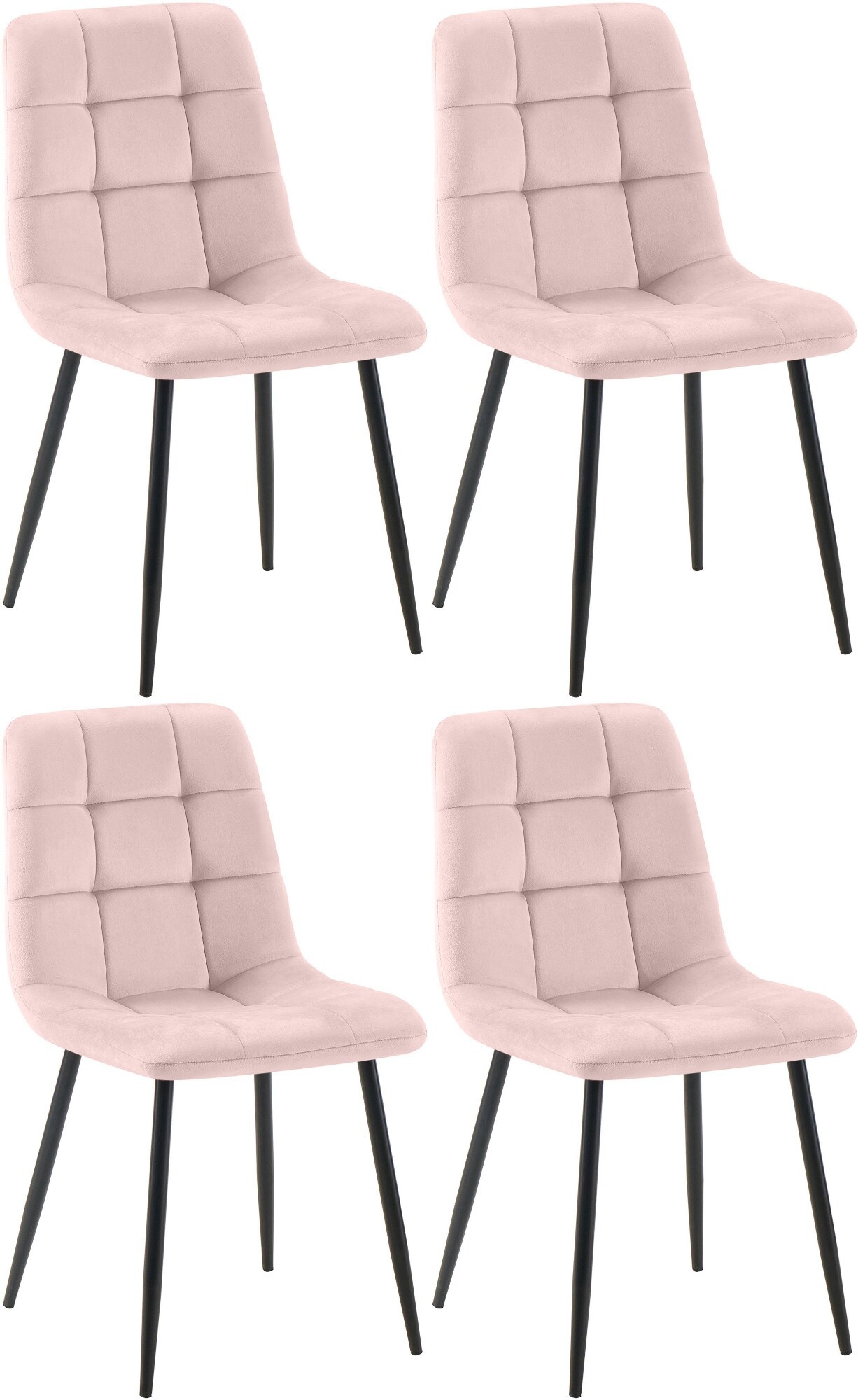 CLP 4er Set Esszimmerstuhl Tilde, K&uuml;chenst&uuml;hle gepolstert mit gestepptem Bezug, Polsterst&uuml;hle mit Metallgestell, bis 150 kg belastbar - Bild 1