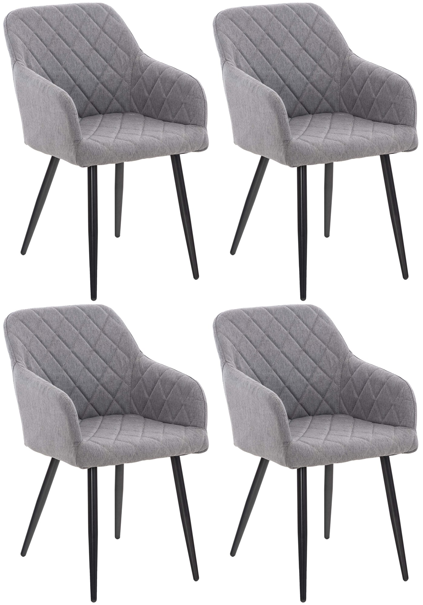 CLP 4er Set Esszimmerstuhl Shila I Samt I Stoff I Gesteppt I Mit Bodenschonern - Bild 1