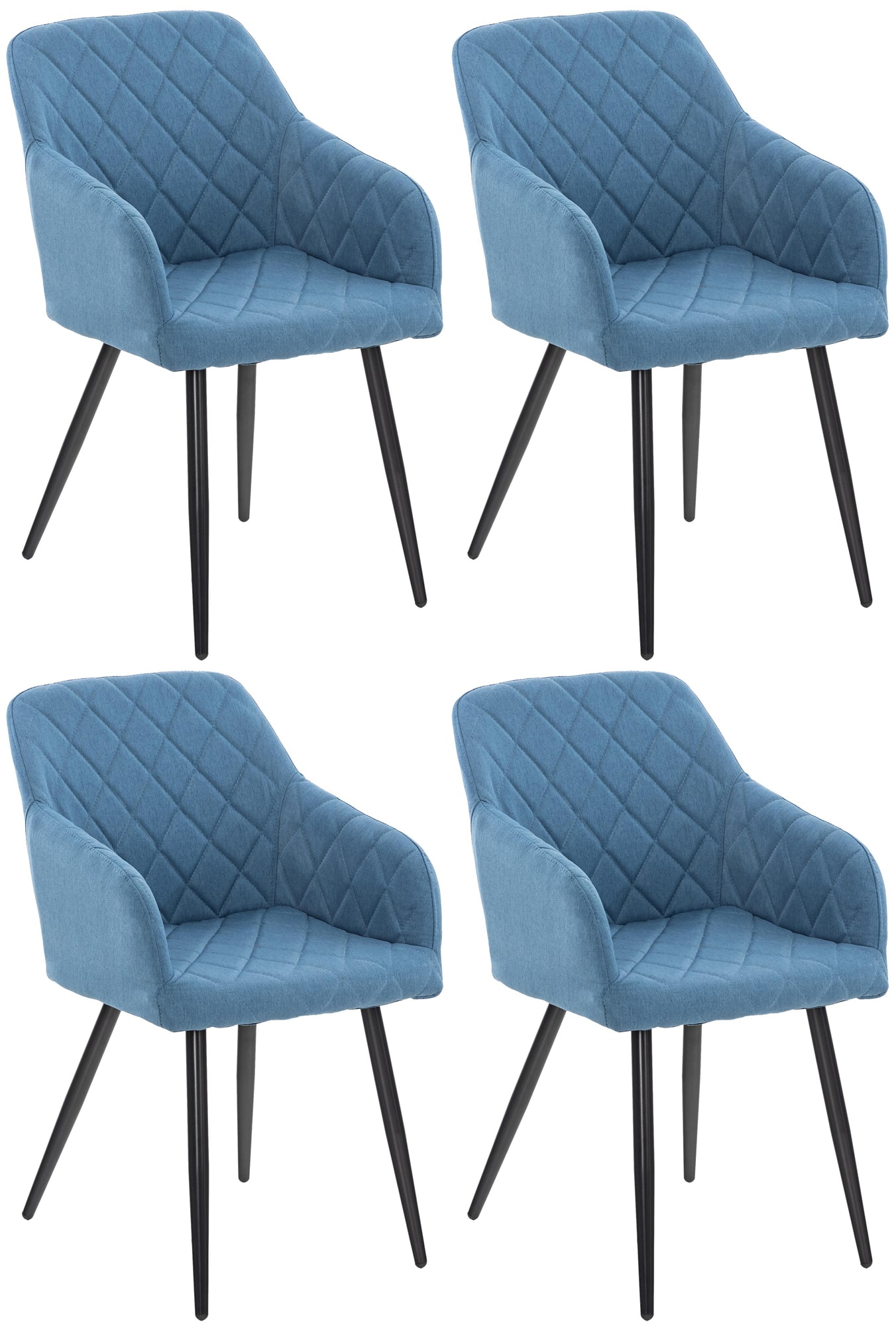 CLP 4er Set Esszimmerstuhl Shila I Samt I Stoff I Gesteppt I Mit Bodenschonern - Bild 1