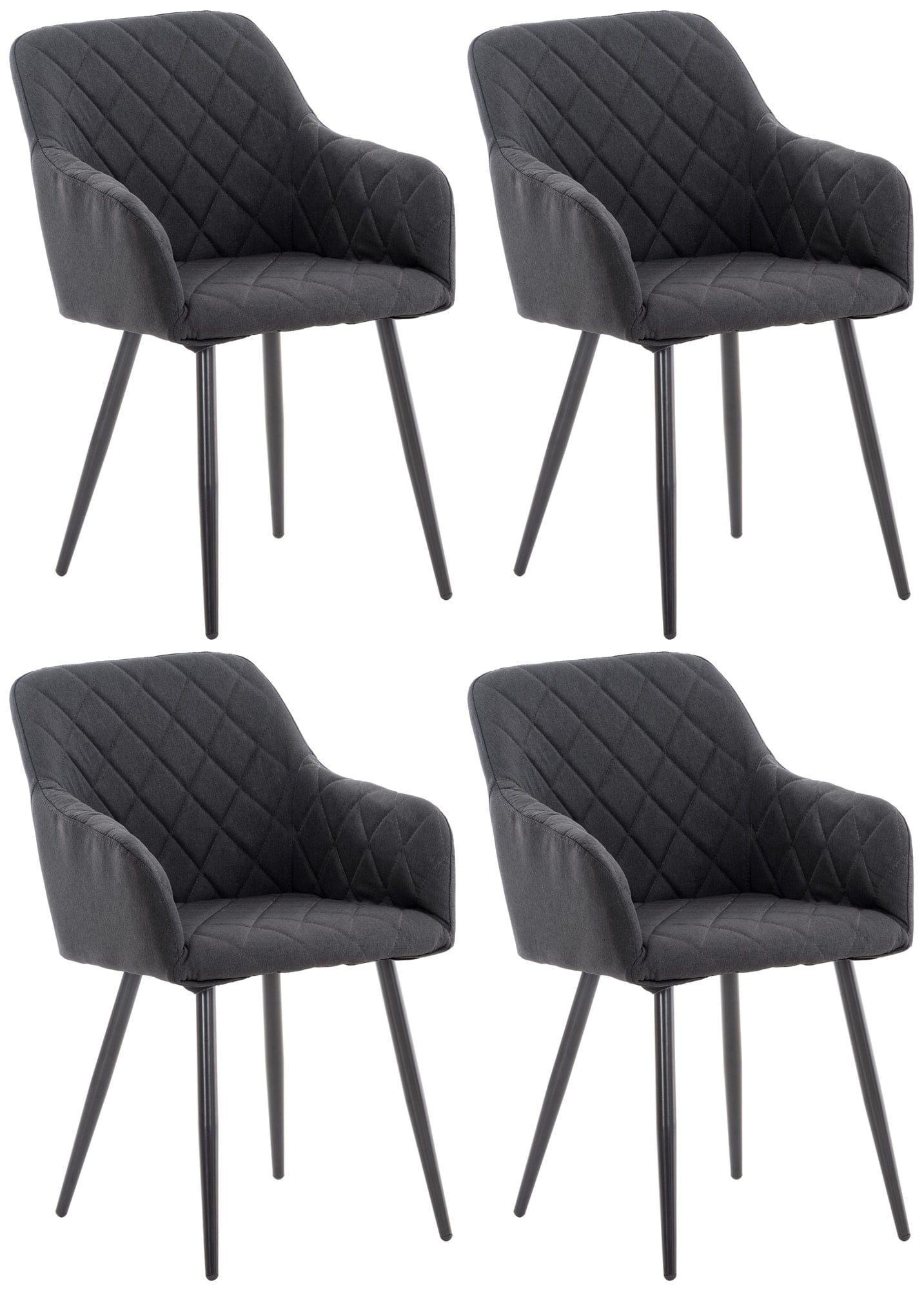 CLP 4er Set Esszimmerstuhl Shila I Samt I Stoff I Gesteppt I Mit Bodenschonern - Bild 1