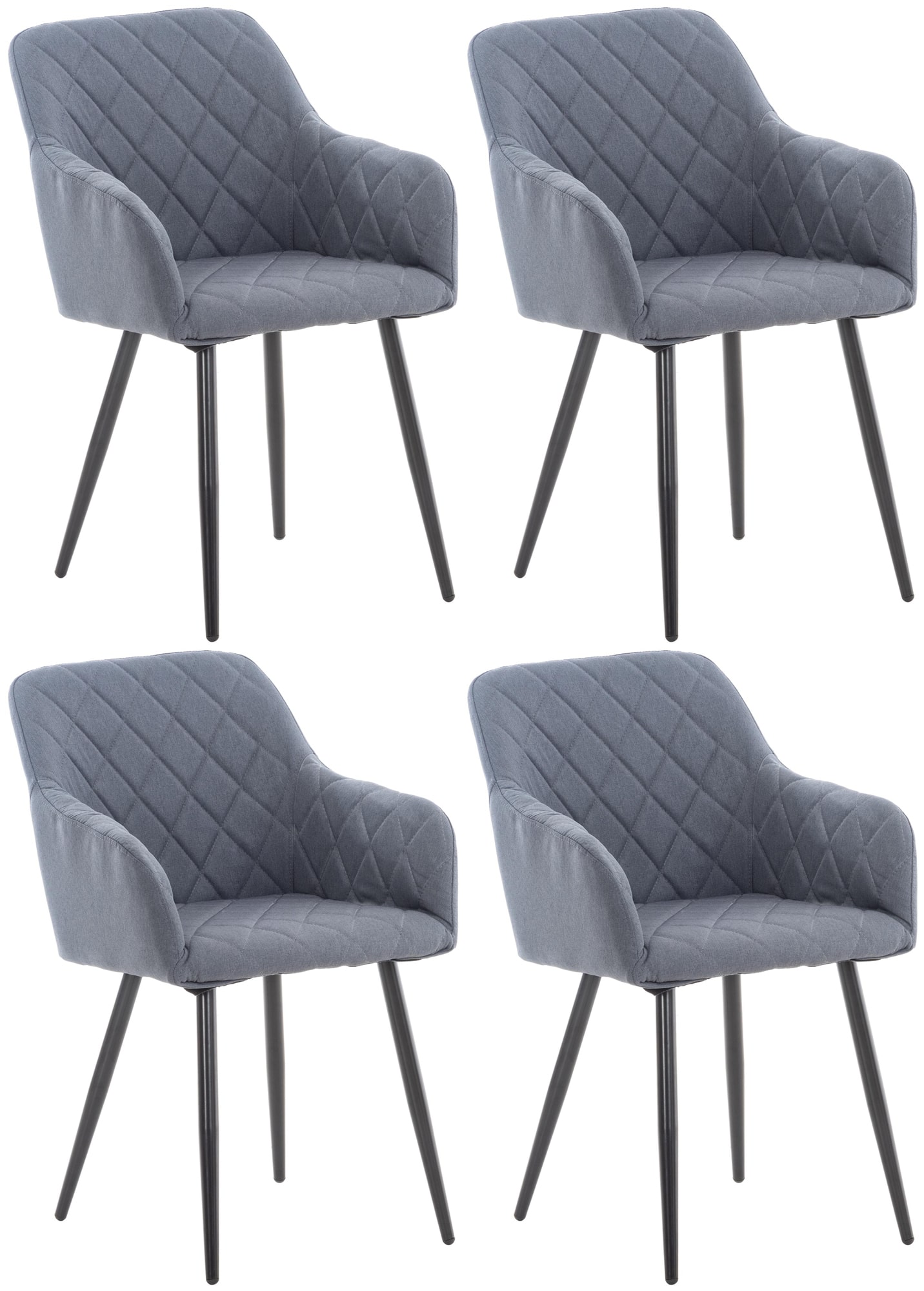 CLP 4er Set Esszimmerstuhl Shila I Samt I Stoff I Gesteppt I Mit Bodenschonern - Bild 1