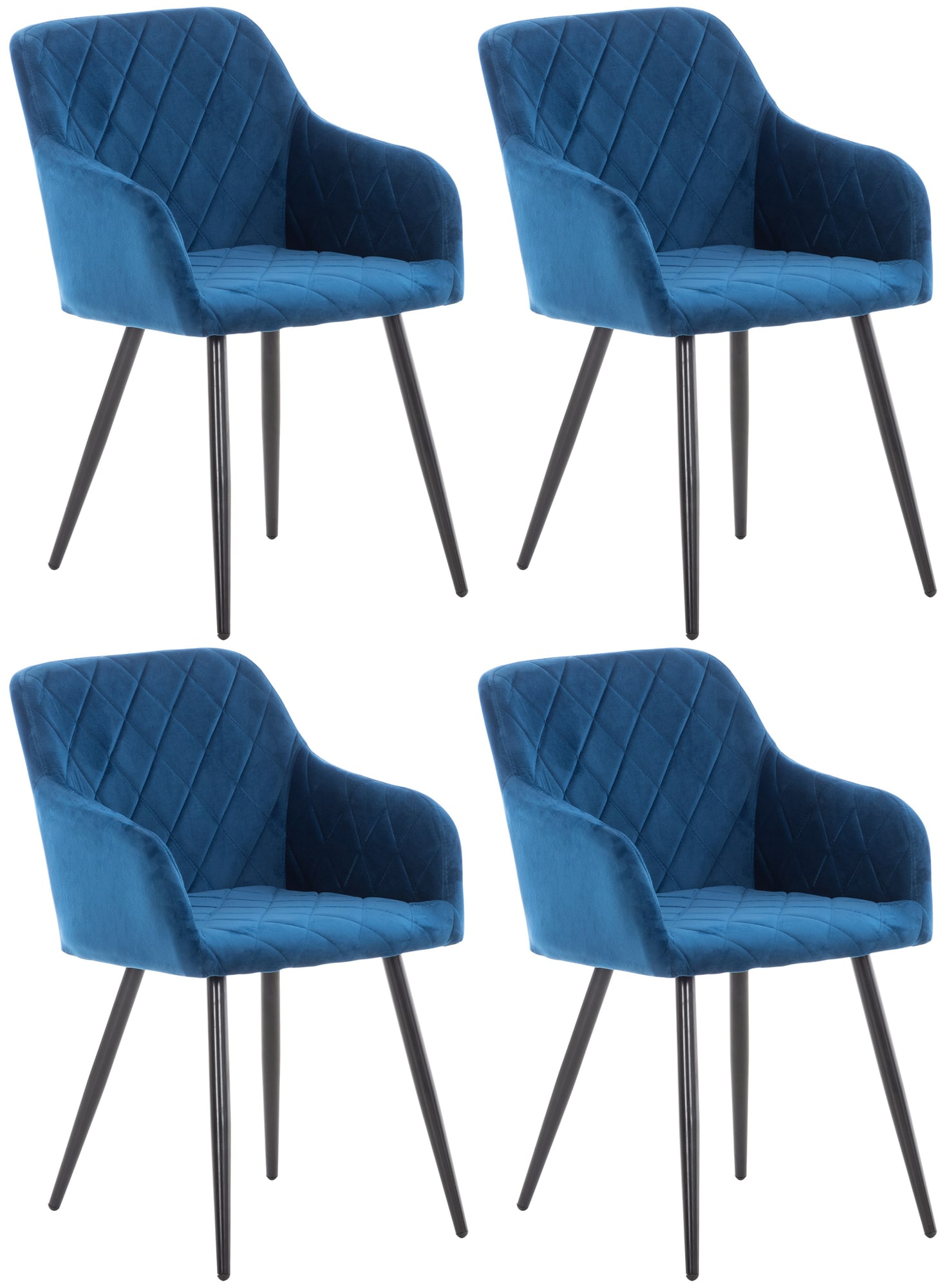 CLP 4er Set Esszimmerstuhl Shila I Samt I Stoff I Gesteppt I Mit Bodenschonern - Bild 1