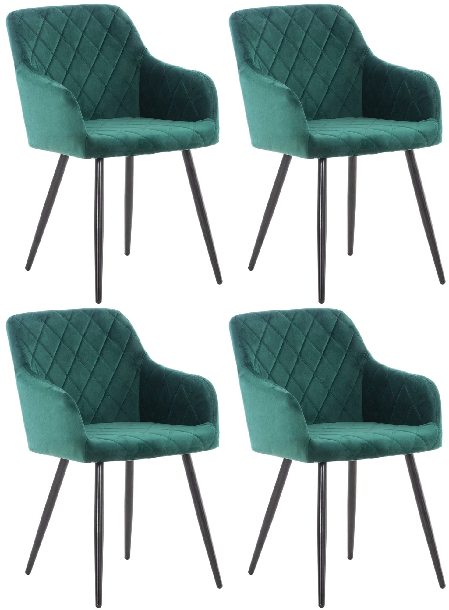 CLP 4er Set Esszimmerstuhl Shila I Samt I Stoff I Gesteppt I Mit Bodenschonern - Bild 1