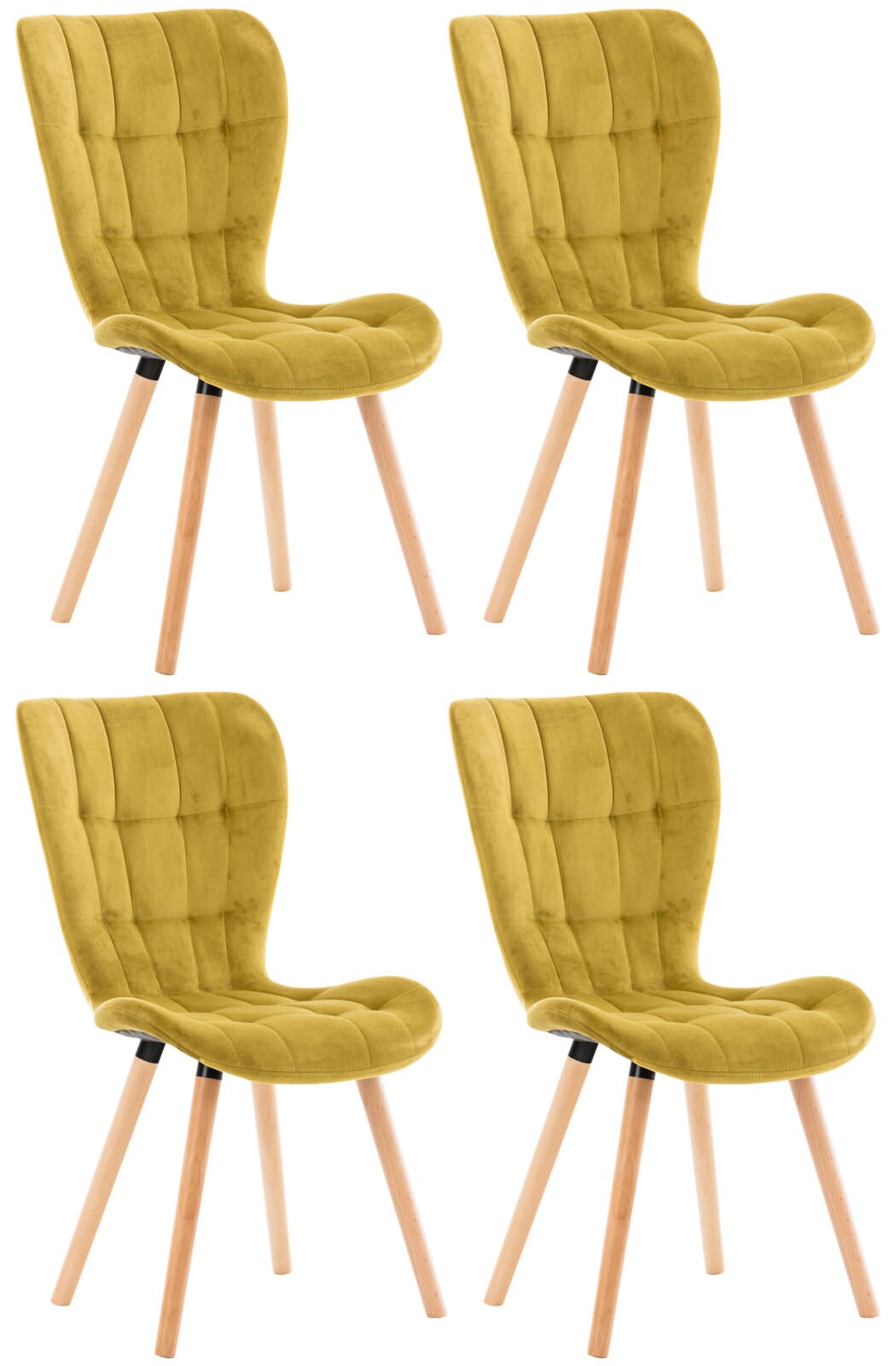 CLP 4er Set Esszimmerstuhl Elda Samt I Lehnstuhl Mit Robustem Holzgestell I Polsterstuhl Mit Stilvollen Ziern&auml;hten - Bild 1