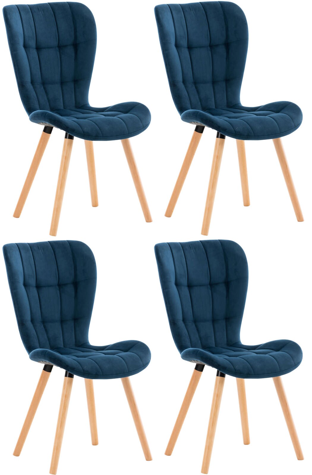 CLP 4er Set Esszimmerstuhl Elda Samt I Lehnstuhl Mit Robustem Holzgestell I Polsterstuhl Mit Stilvollen Ziern&auml;hten - Bild 1
