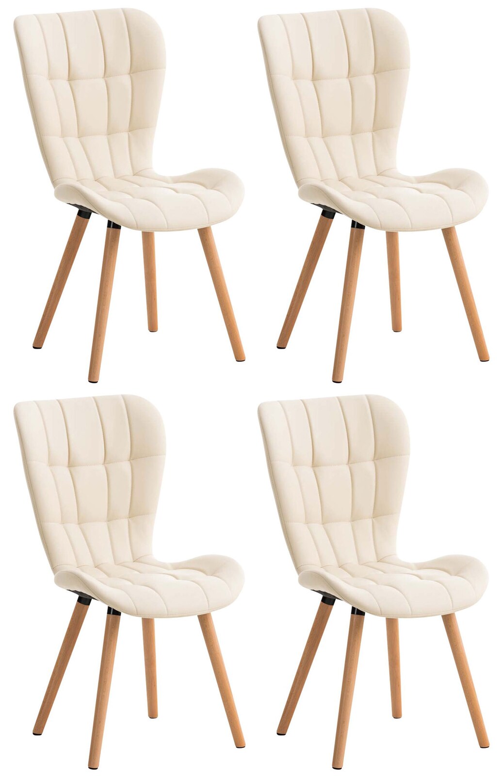 CLP 4er Set Esszimmerstuhl Elda Mit Polsterung Und Kunstlederbezug I Lehnstühle I Polsterstühle | 04251756456146