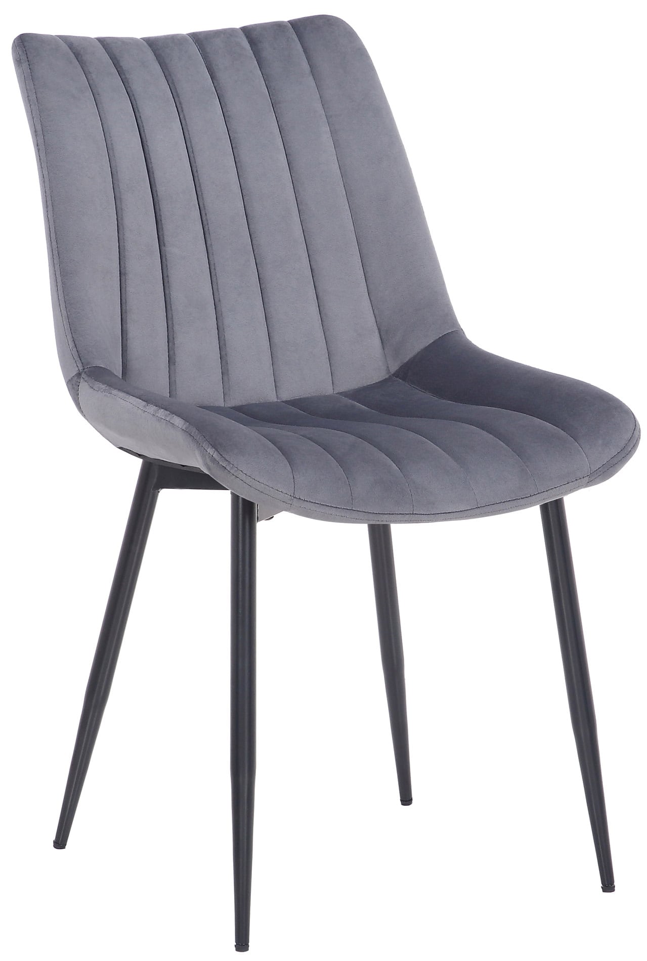 CLP Stuhl Rahden Samt I Polsterstuhl Mit Gestepptem Sitz I Lehnstuhl Mit Schwarzem Gestell Mit Einer Sitzh&ouml;he Von 46 cm - Bild 1