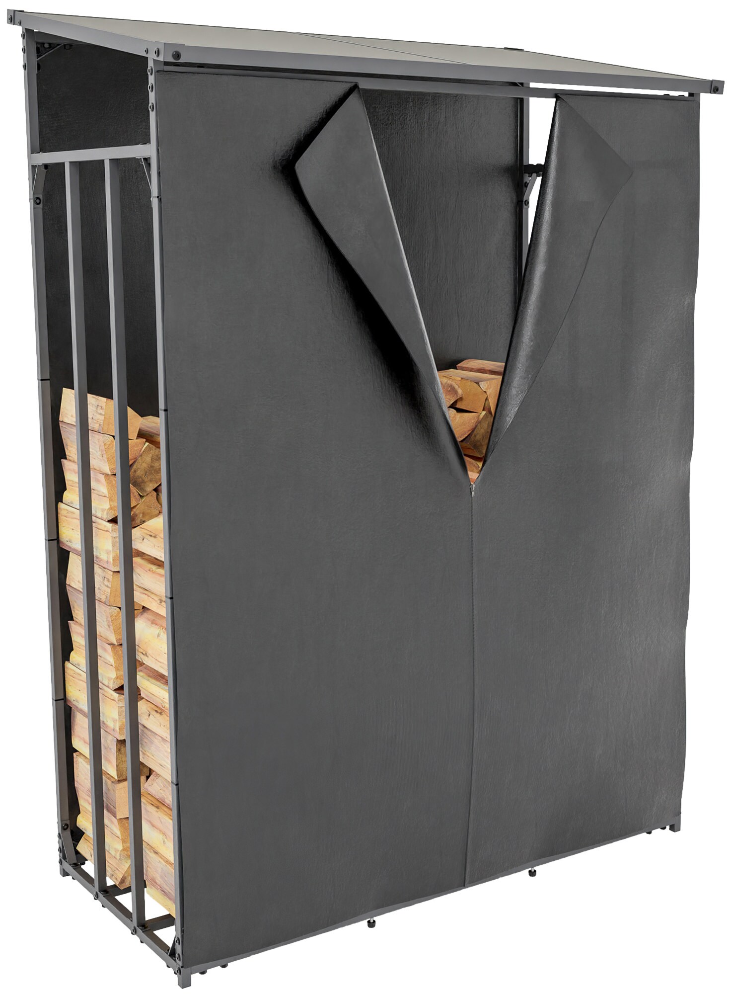 CLP Kaminholzunterstand Ruston mit Abdeckplane I Kaminholzregal Anthrazit I Feuerholzregal Mit Abdeckplane I Holzlager Aus Metall - Bild 1