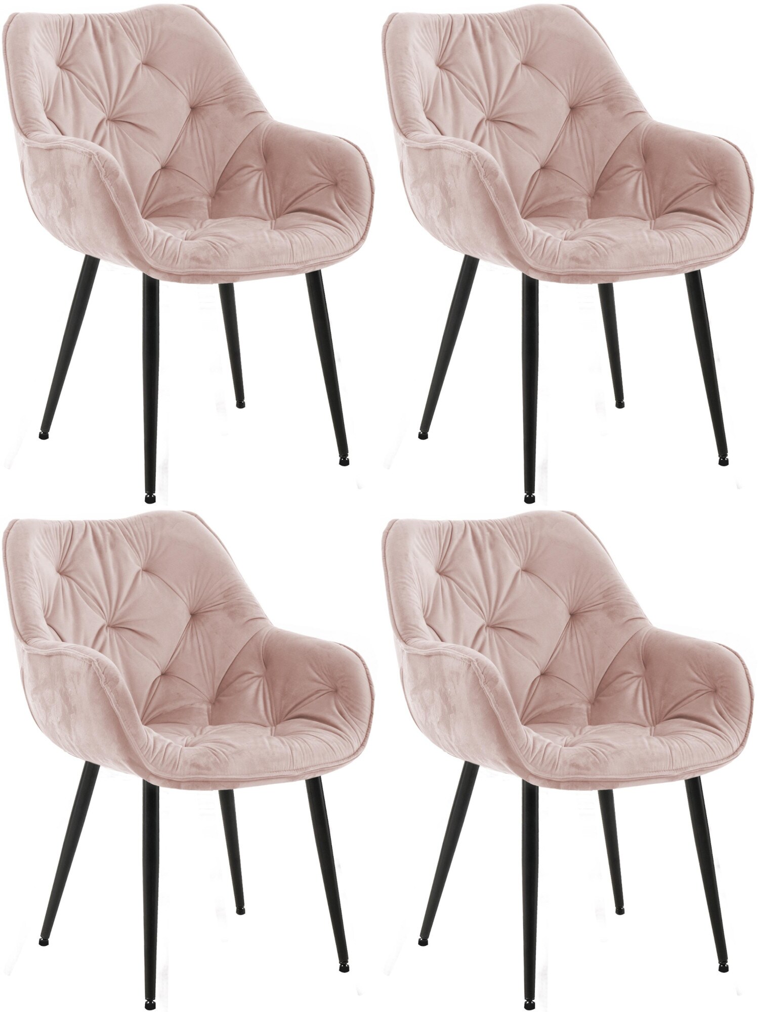 CLP 4er Set Stuhl Tanna Samt I Gesteppter Polsterstuhl I Esszimmerstuhl Mit Bodenschonern - Bild 1