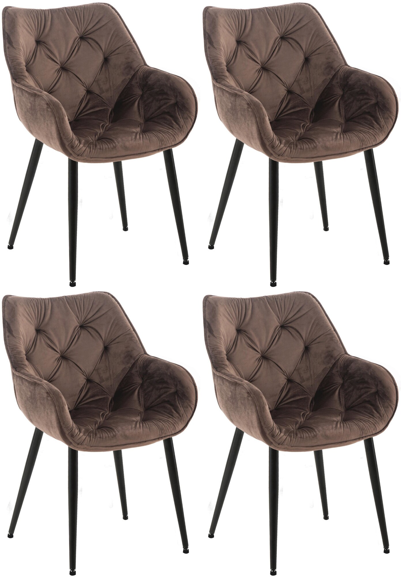 CLP 4er Set Stuhl Tanna Samt I Gesteppter Polsterstuhl I Esszimmerstuhl Mit Bodenschonern - Bild 1