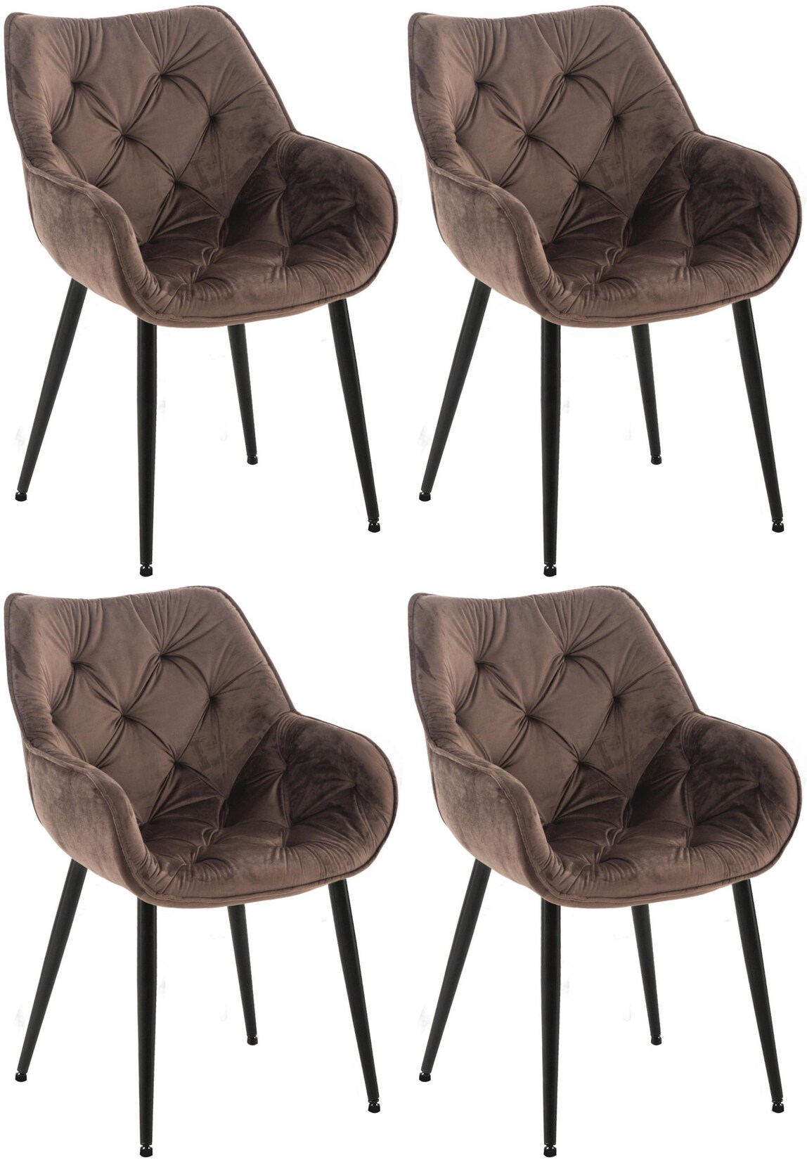 CLP 4er Set Stuhl Tanna Samt I Gesteppter Polsterstuhl I Esszimmerstuhl Mit Bodenschonern | 04251756457020