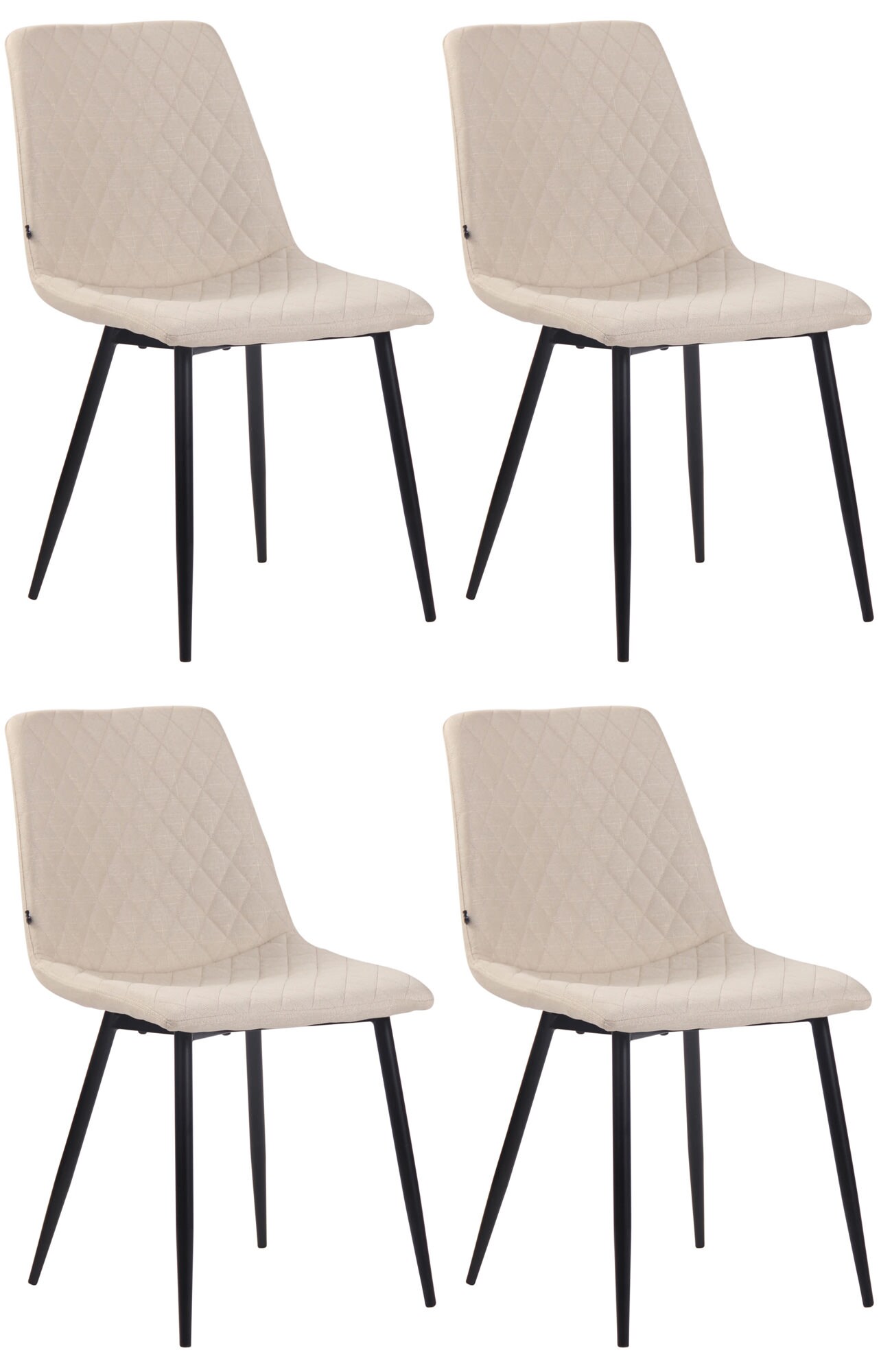 CLP 4er Set Esszimmerst&uuml;hleTelde Stoff I K&uuml;chenstuhl Sitz Gesteppt I Polsterstuhl Mit Metallgestell I Lehnstuhl I Besucherstuhl - Bild 1