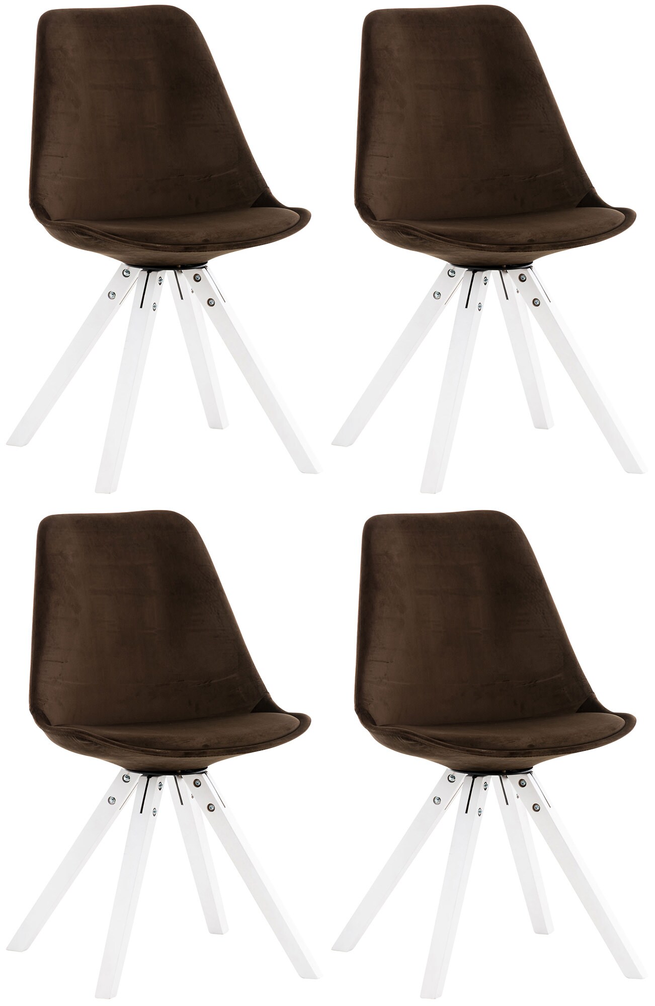 CLP 4er Set St&uuml;hle Pegleg Samt Square I Gepolsterter Schalensitz Mit Samtbezug I Eckige Holzbeine - Bild 1