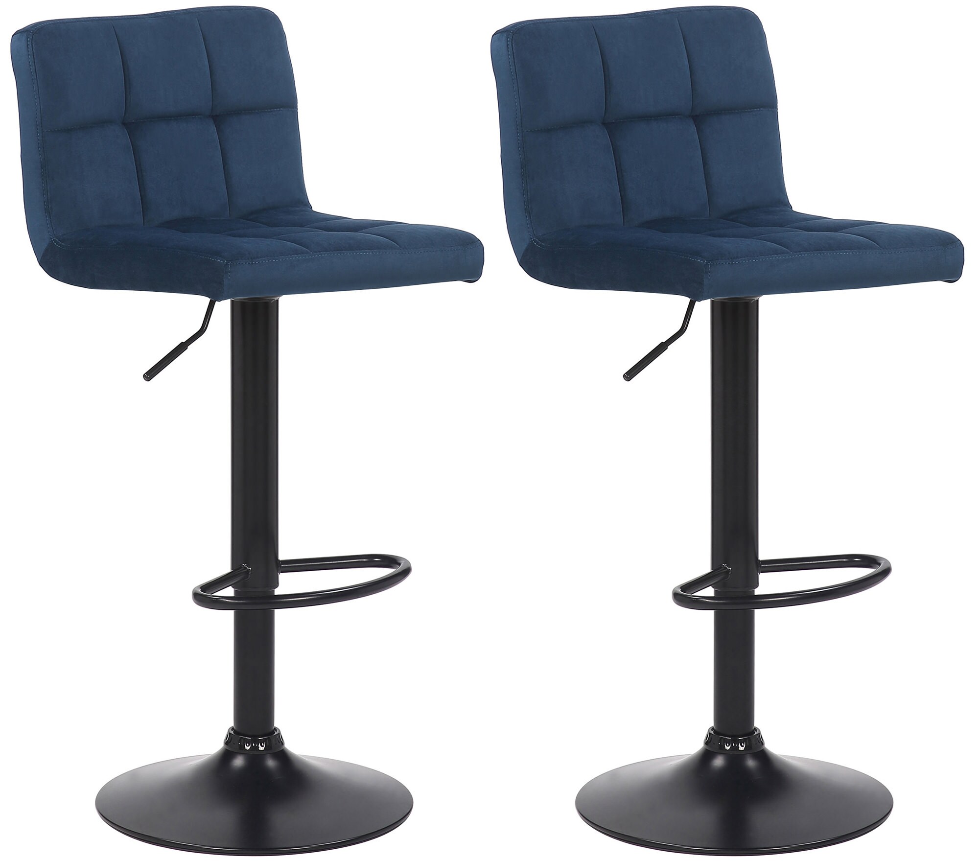 CLP 2er Set Barhocker Feni Samt, h&ouml;henverstellbar mit Fu&szlig;st&uuml;tze, Lehne & Metallgestell, belastbar bis 150 kg - Bild 1