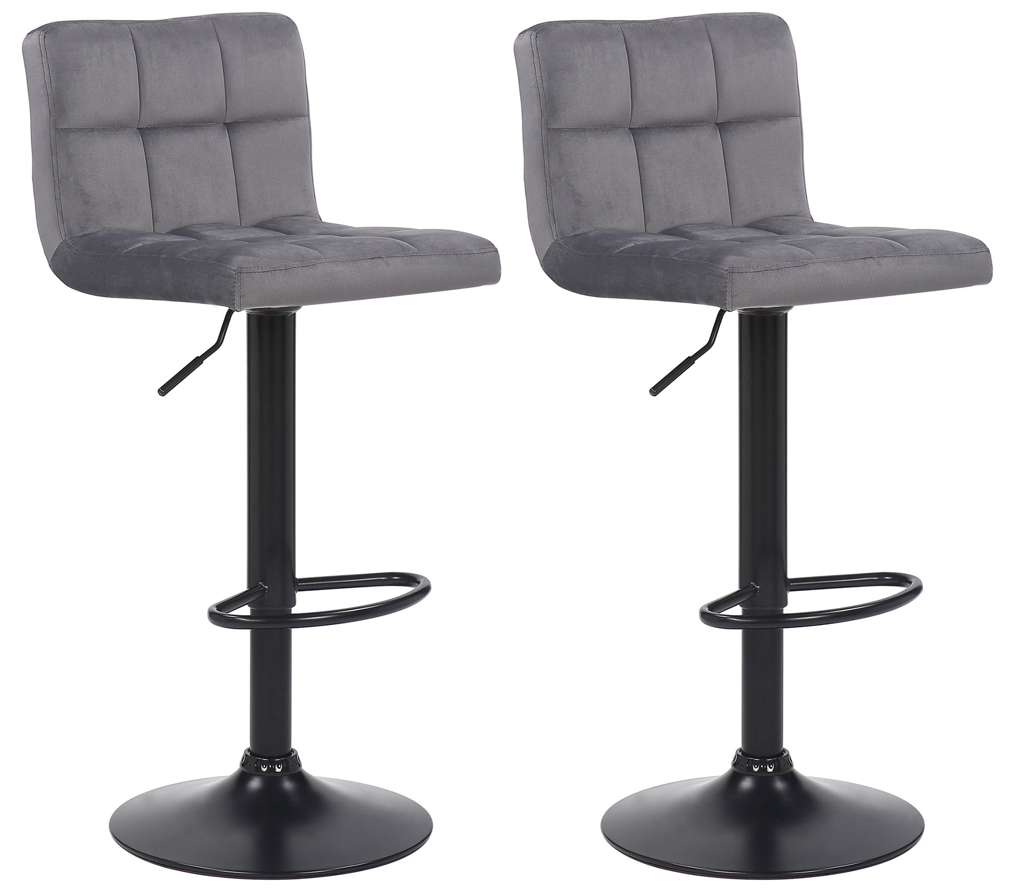 CLP 2er Set Barhocker Feni Samt, h&ouml;henverstellbar mit Fu&szlig;st&uuml;tze, Lehne & Metallgestell, belastbar bis 150 kg - Bild 1