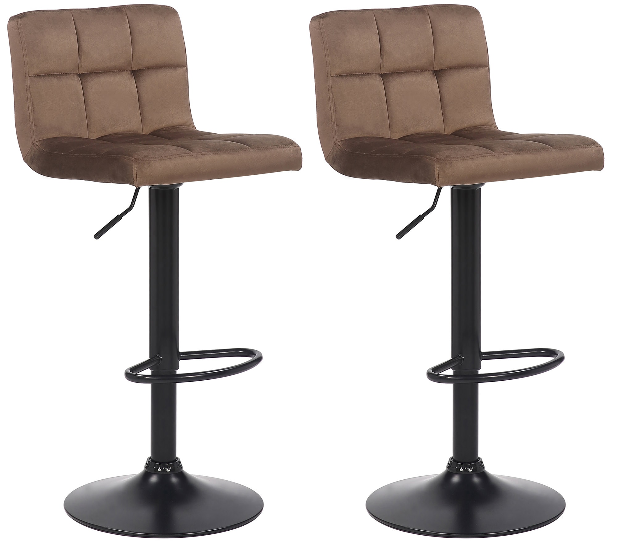 CLP 2er Set Barhocker Feni Samt, h&ouml;henverstellbar mit Fu&szlig;st&uuml;tze, Lehne & Metallgestell, belastbar bis 150 kg - Bild 1