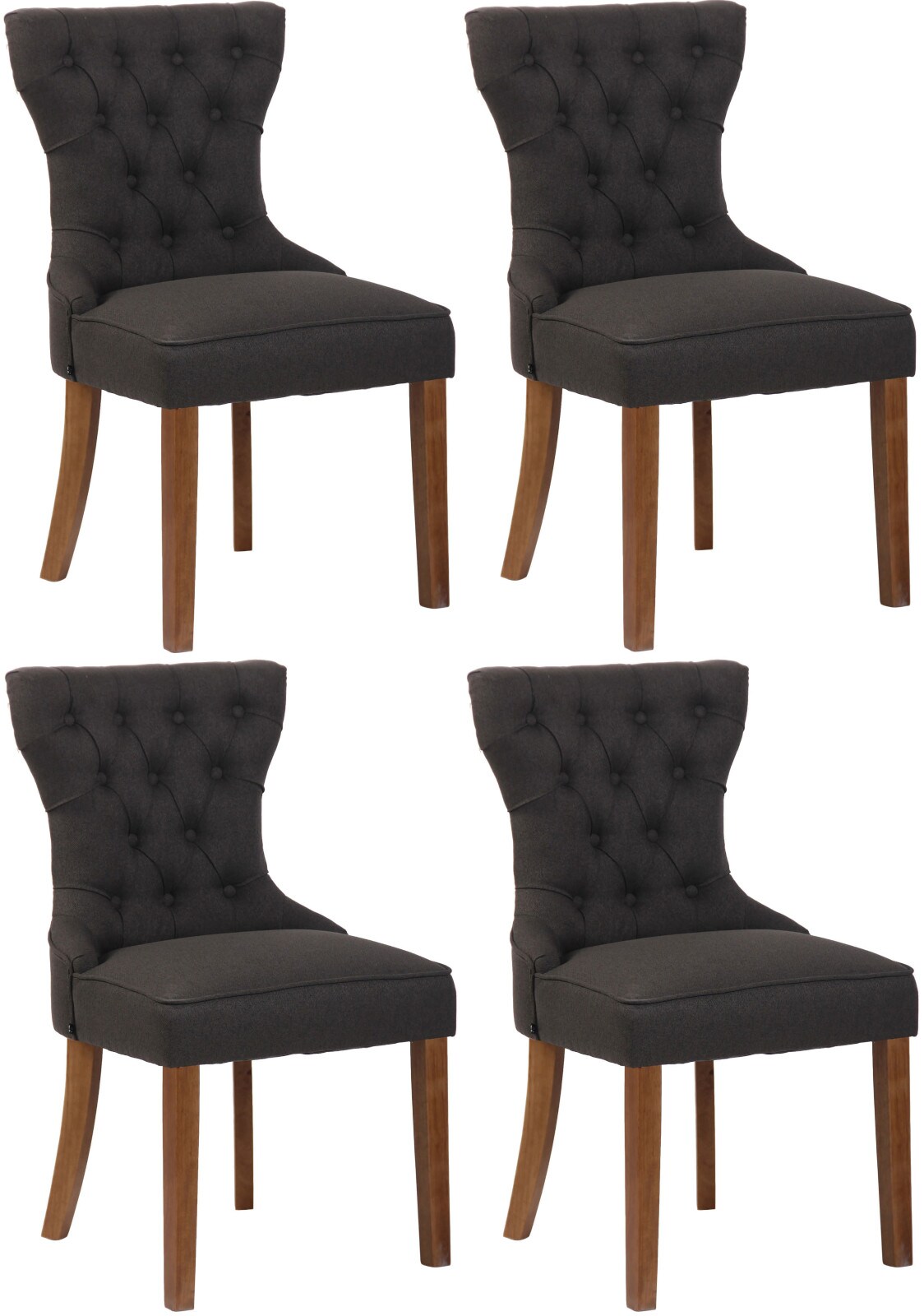 CLP 4er Set Esszimmerst&uuml;hle Franca Stoff I Gepolsterte Sitze I Vierfu&szlig;gestell Aus Kautschukholz - Bild 1