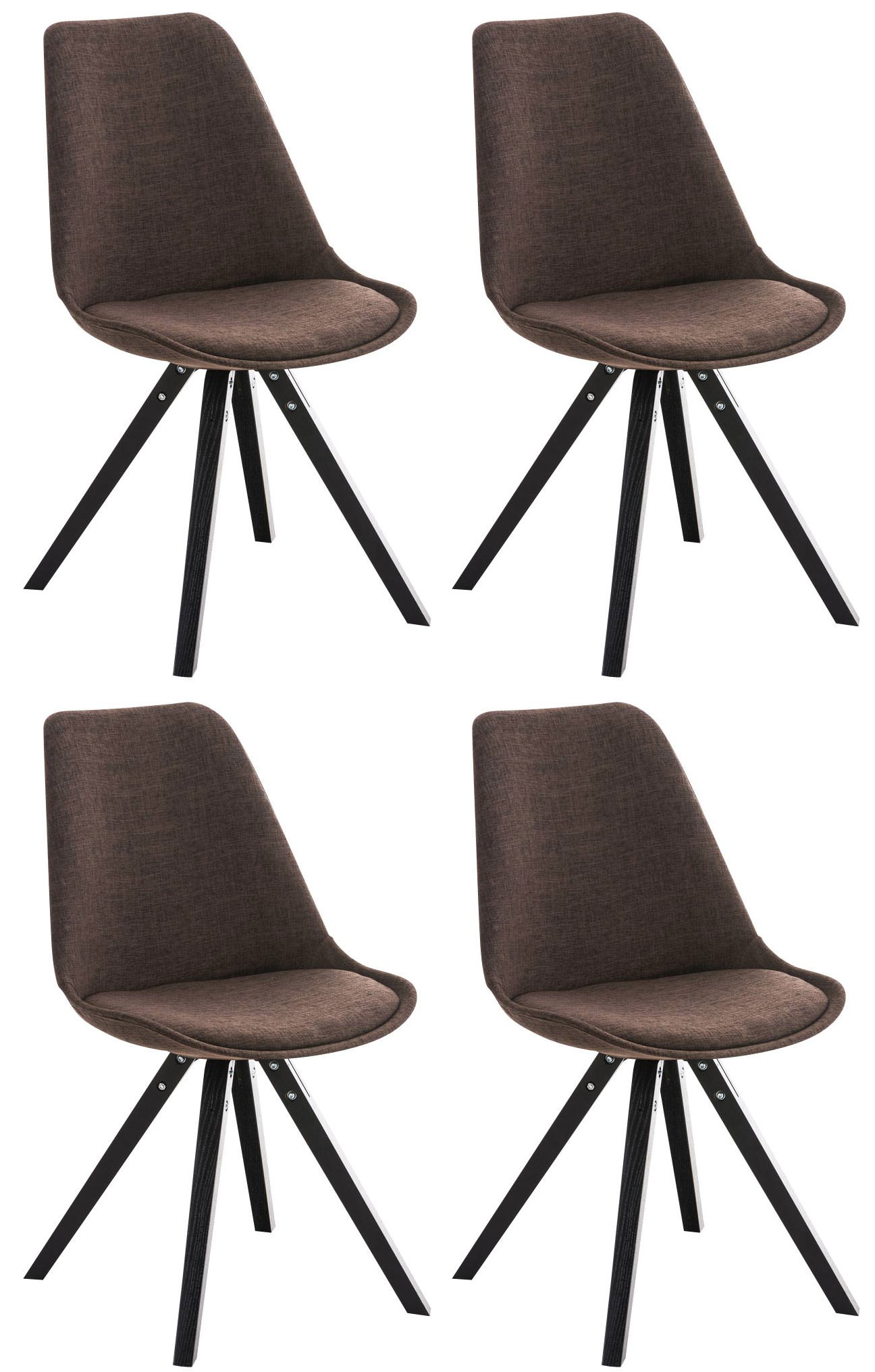 CLP 4er Set Stühle Pegleg Stoff Square I Eckige Holzbeine Aus Buchenholz I Gepolsterter Schalensitz