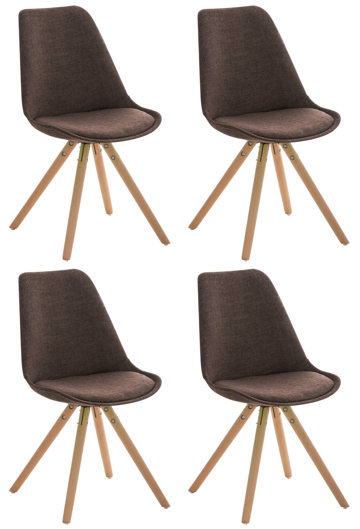 CLP 4er Set St&uuml;hle Pegleg Stoff Rund I Gepolsterte Schalensitze Mit Stoffbezug I Runde Holzbeine - Bild 1