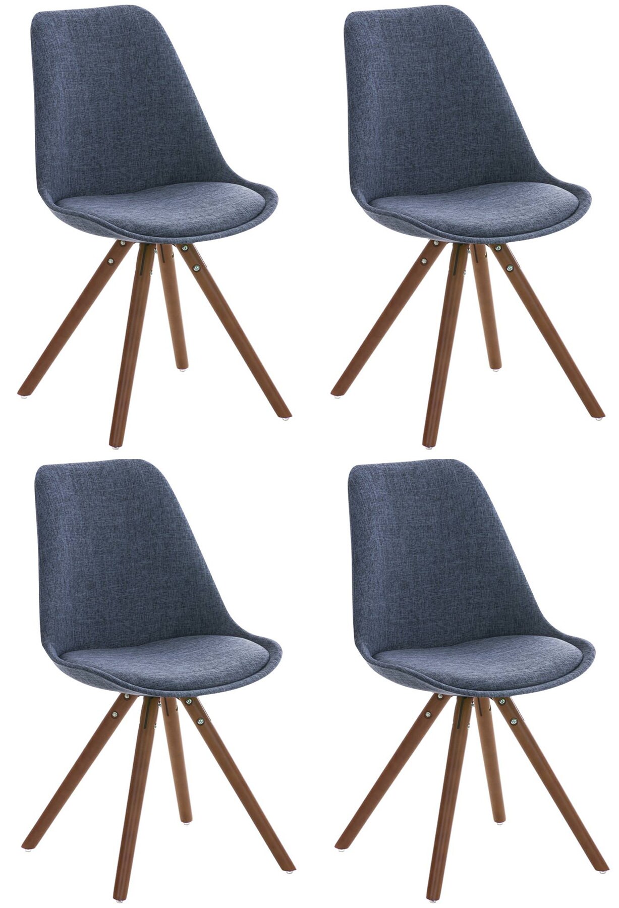 CLP 4er Set St&uuml;hle Pegleg Stoff Rund I Gepolsterte Schalensitze Mit Stoffbezug I Runde Holzbeine - Bild 1