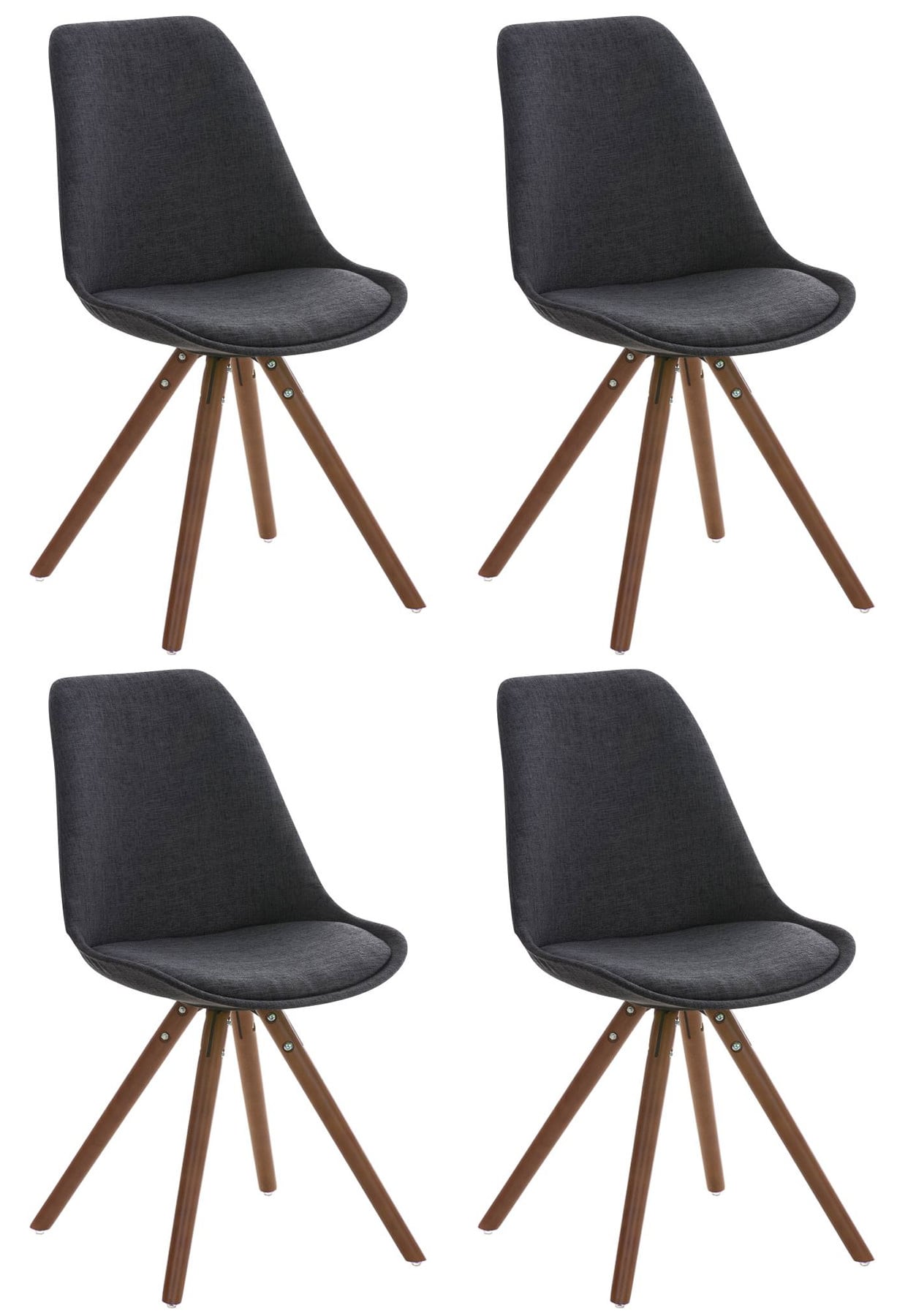 CLP 4er Set St&uuml;hle Pegleg Stoff Rund I Gepolsterte Schalensitze Mit Stoffbezug I Runde Holzbeine - Bild 1